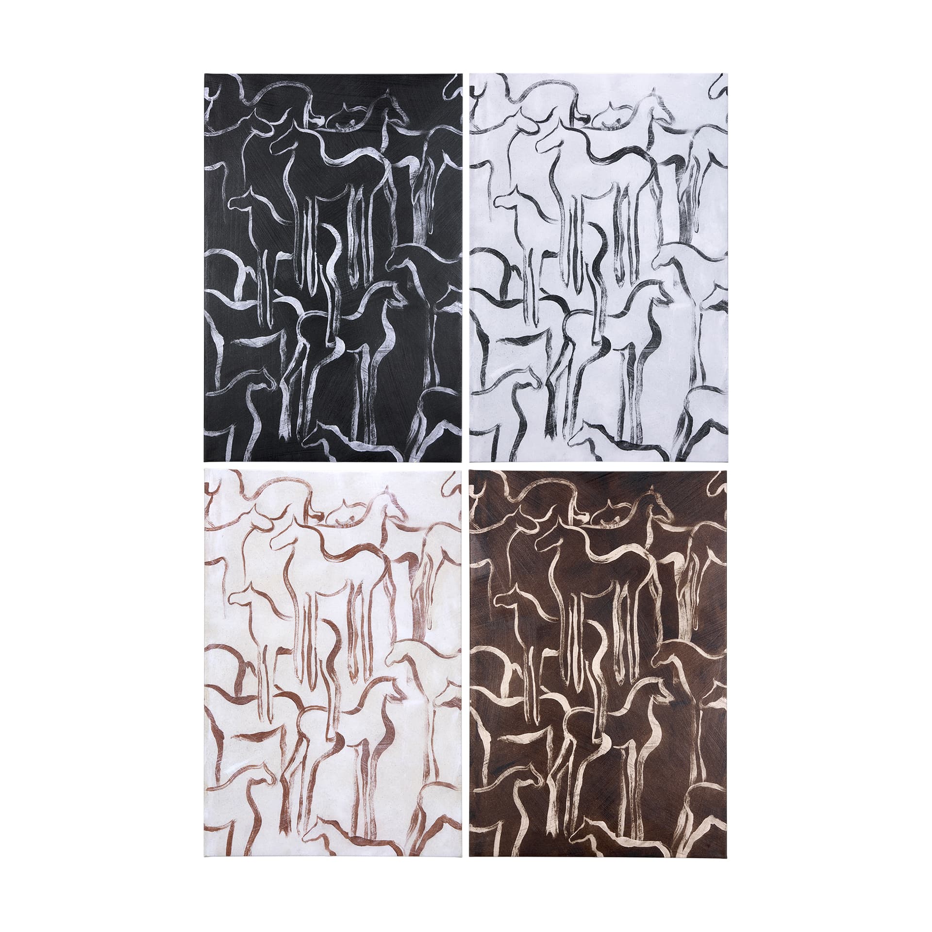 Horse Herd I by Mercana Studio a Hand Embellished Textured Canvas — product photograph