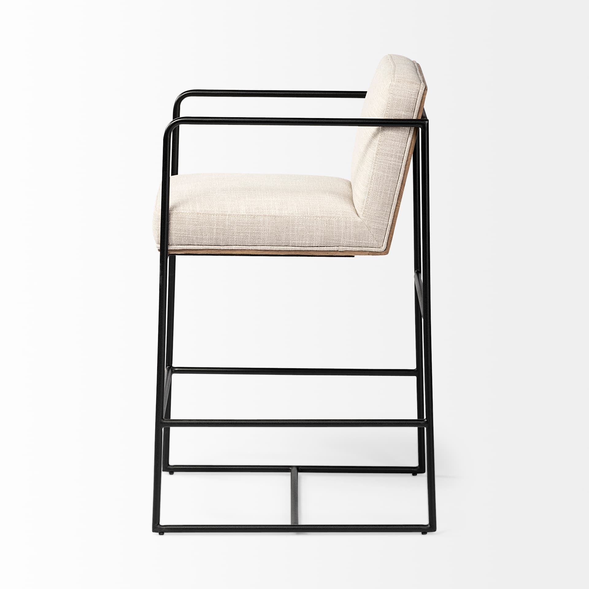 Stamford Backless 36.8in Seat Counter Stool | Beige Fabric w/ Metal — product photograph