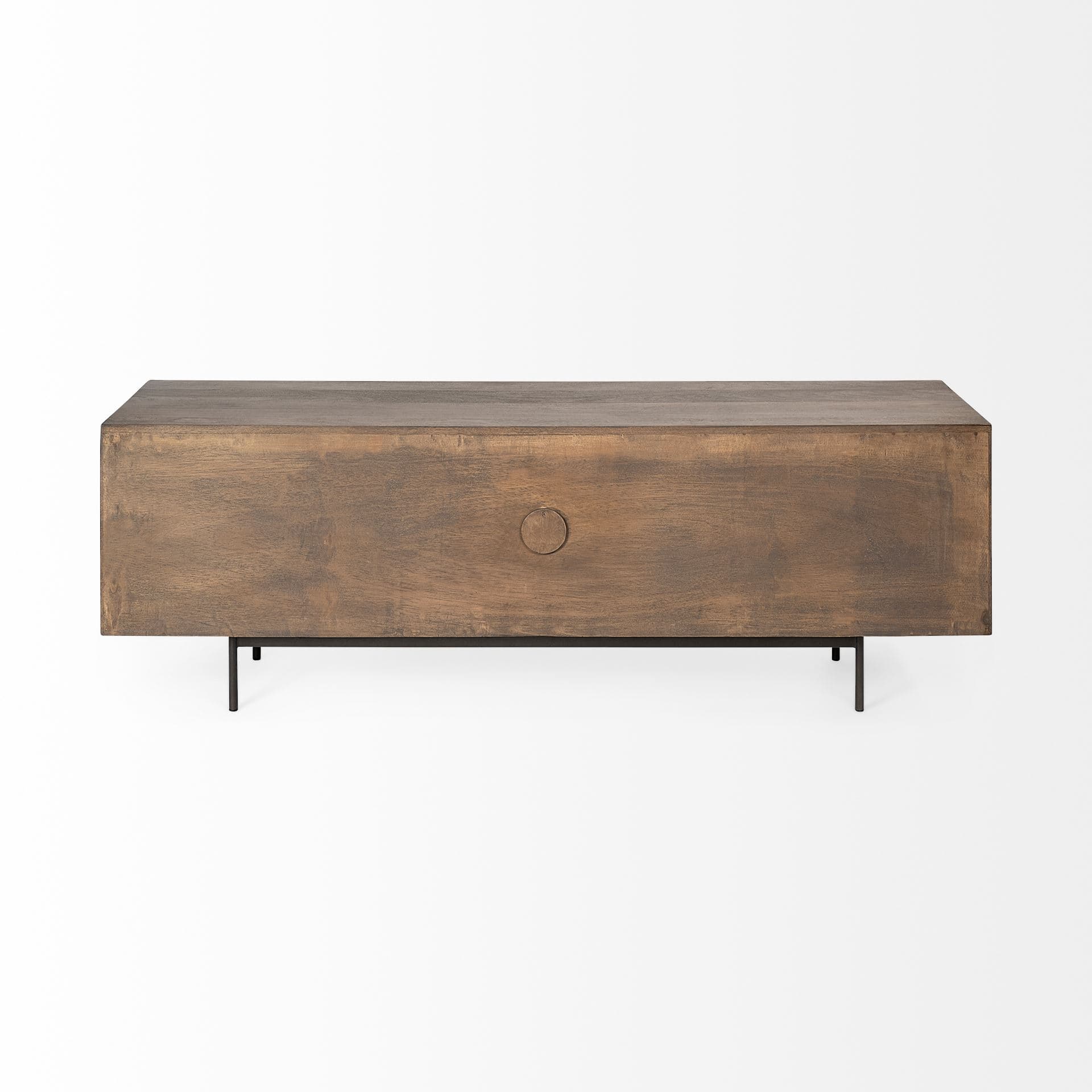 Grace I Two-Toned Brown Solid Wood TV Stand Media Console with Slated Doors, TV up to 82" — product photograph