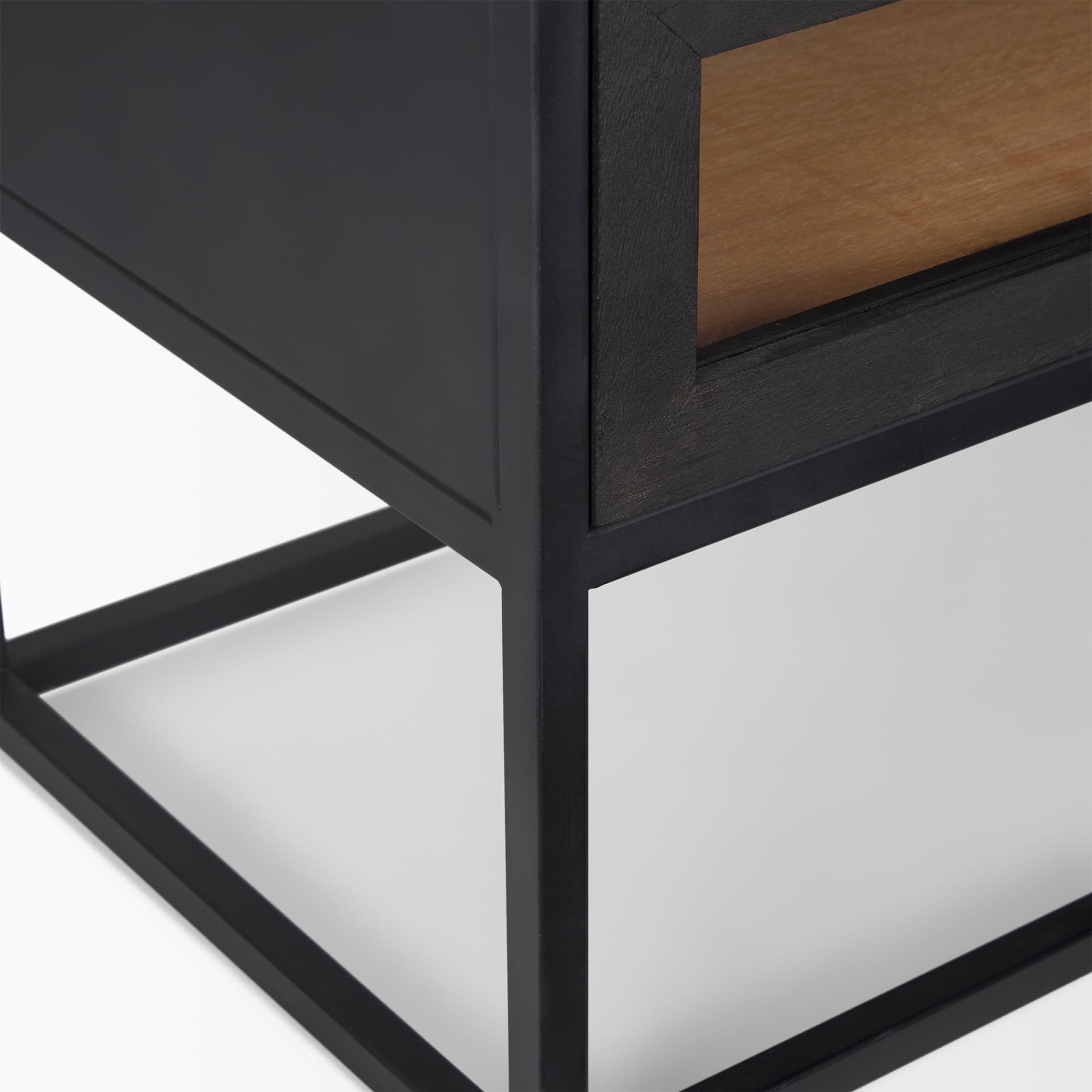 Sloan Black Wood W/Black Metal Frame Side Table — product photograph