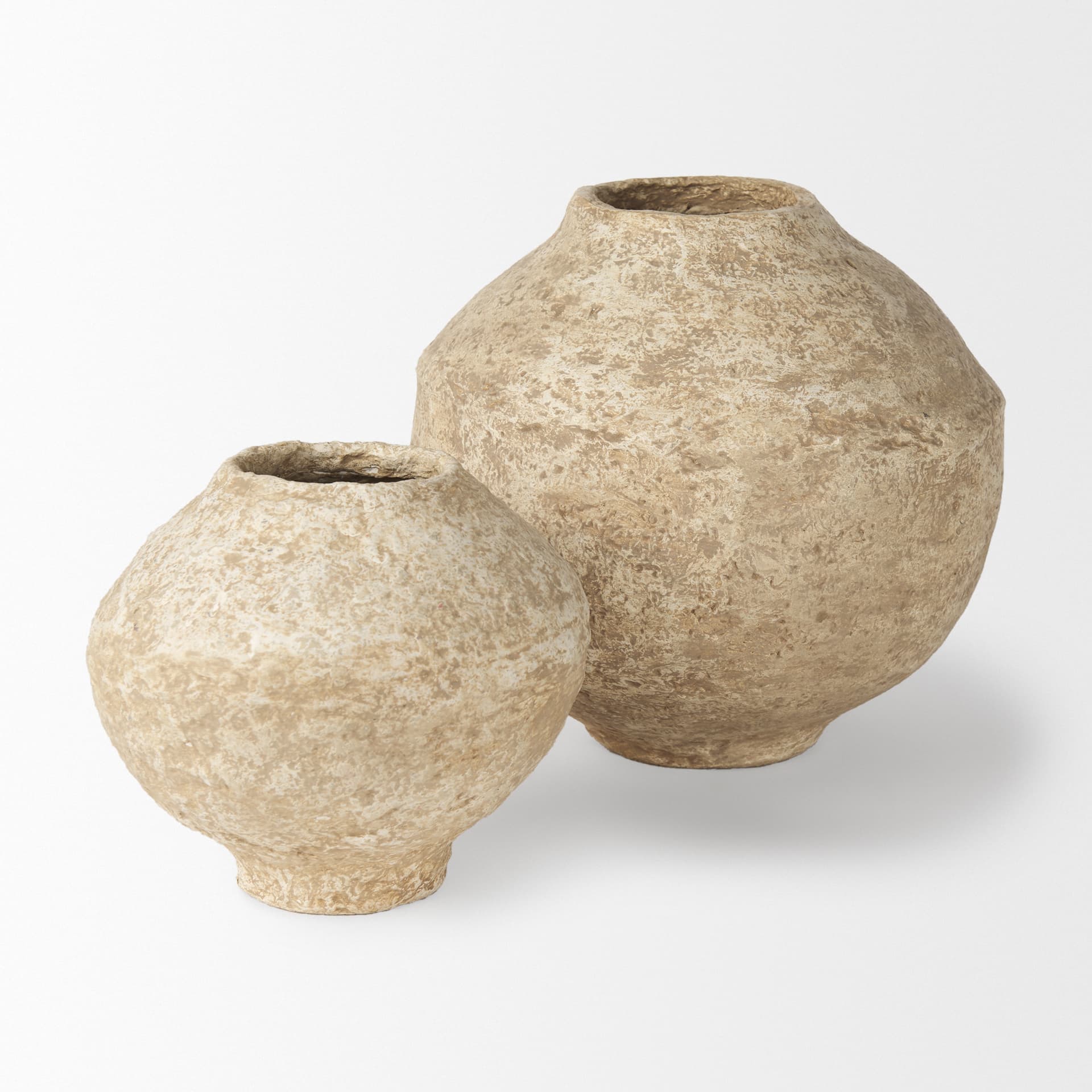 Ritu Large Beige Paper Mache Pot Vase — product photograph