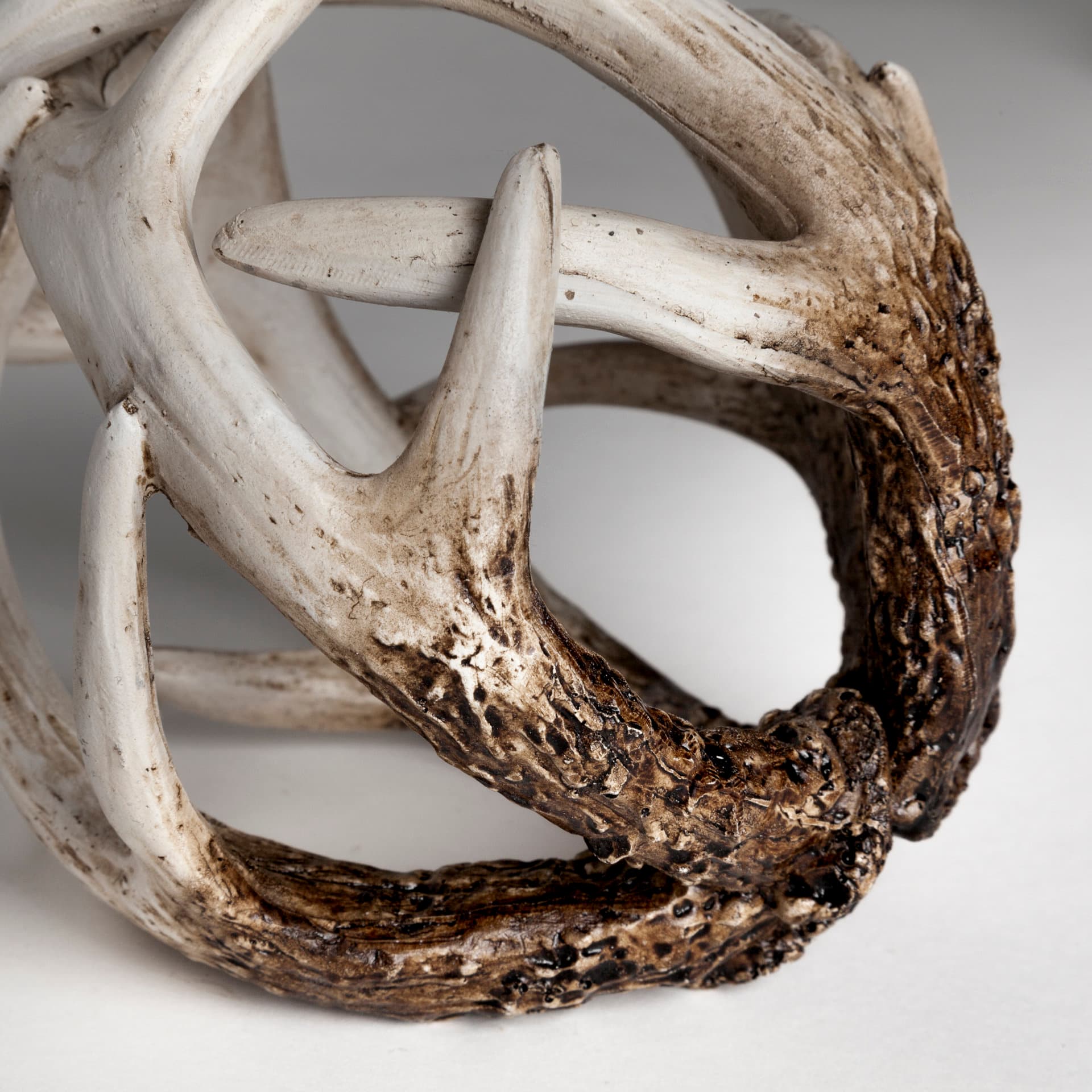 Ramus I (Small) 5L x 5W Brown Antler Shaped Decorative Resin Orb Ball — product photograph