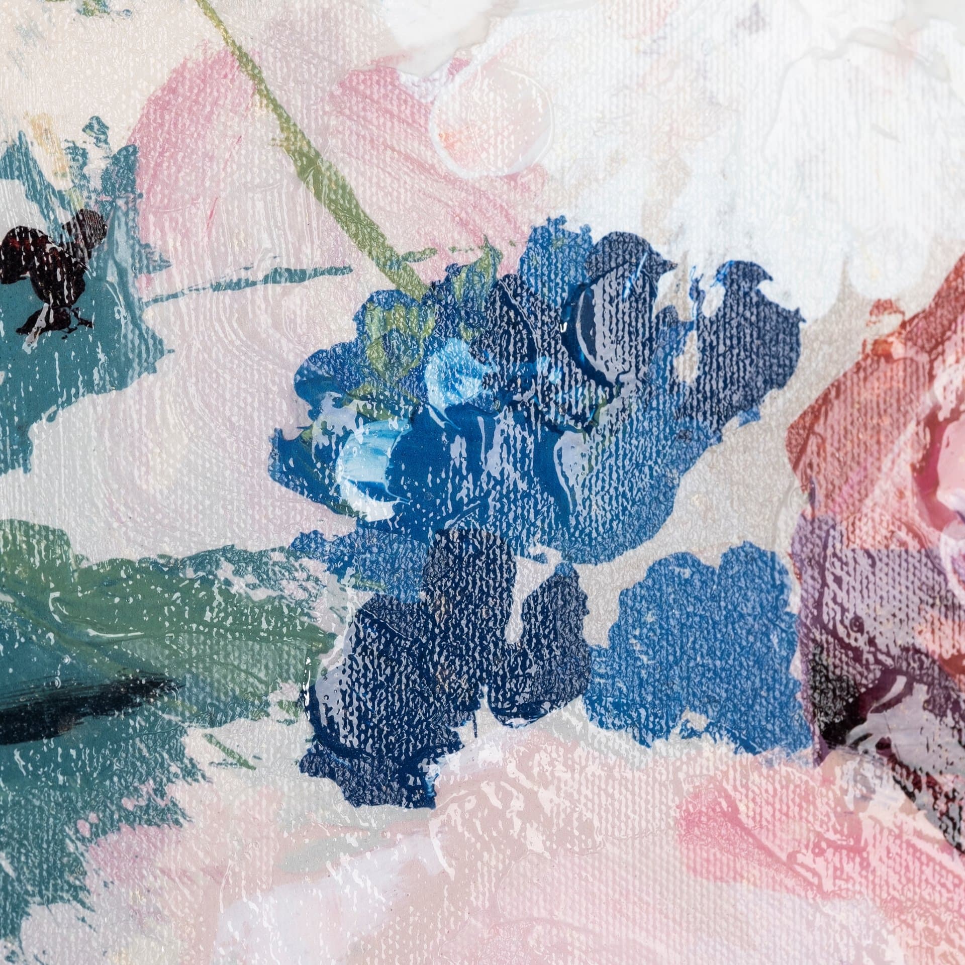 Farmhouse Flowers I by Barbara Fleming a Hand Embellished Textured Canvas — product photograph