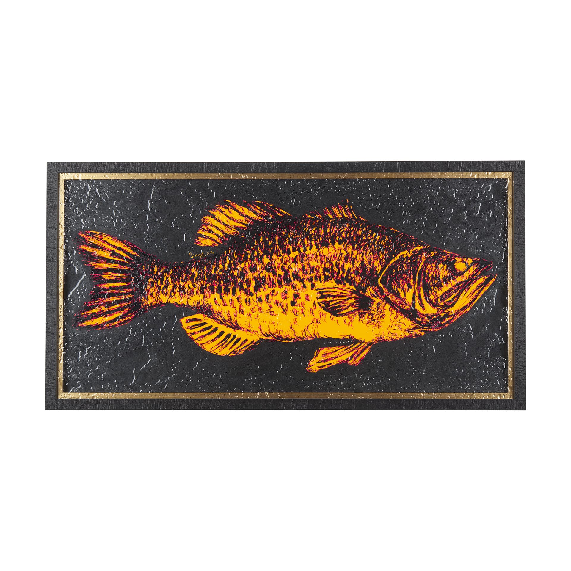 Largemouth Bass Orange by Mercana Studio a Hand Embellished Textured Framed Art Print — product photograph