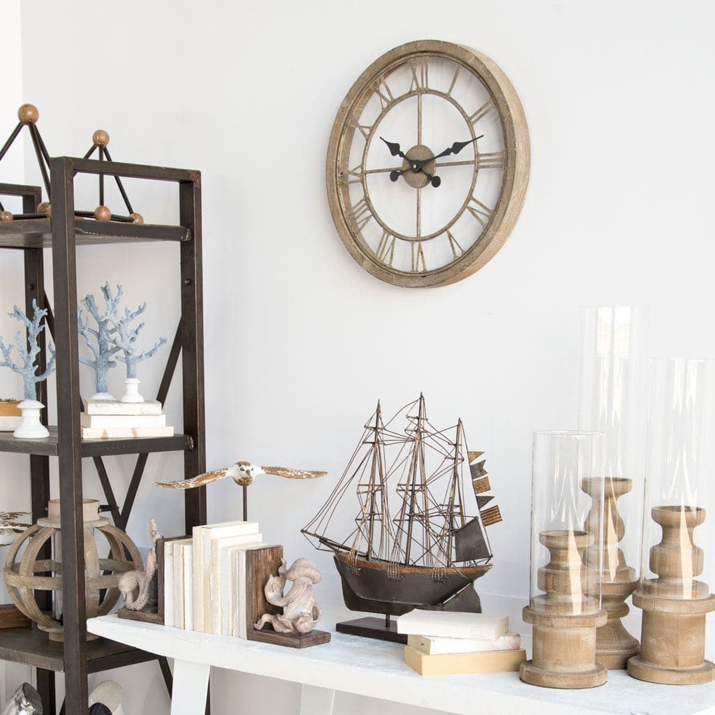 Mething Light Brown 19" Small Farmhouse Wall Clock — product photograph
