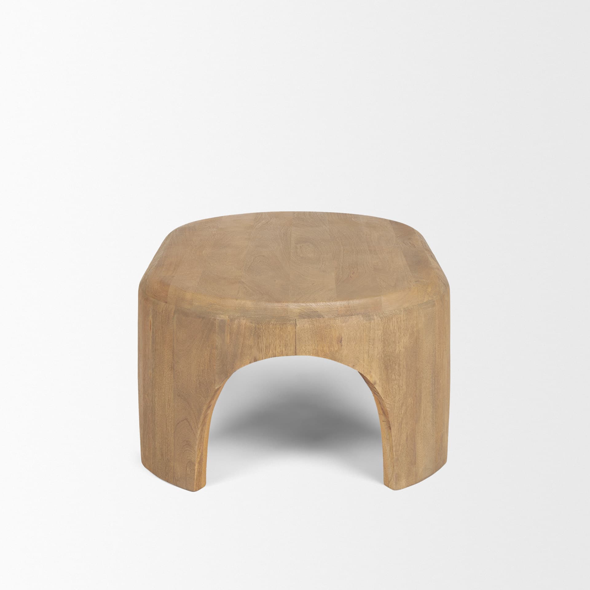 Shima Oval Light Brown Wood w/ Arched Legs Coffee Table — product photograph