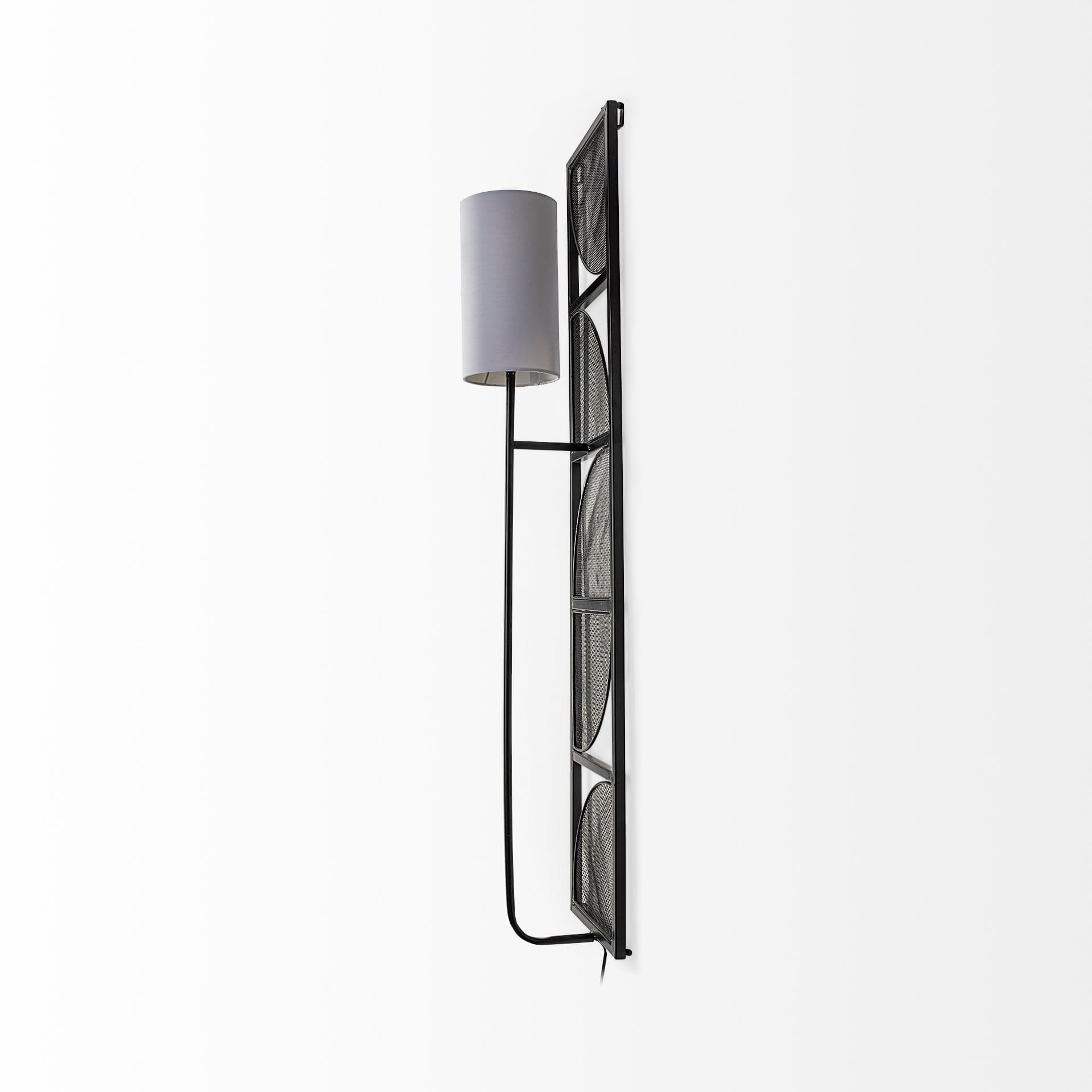 Navin 10x46.5 Black Metal Body White Fabric Shade Rectangular Wall Sconce — product photograph