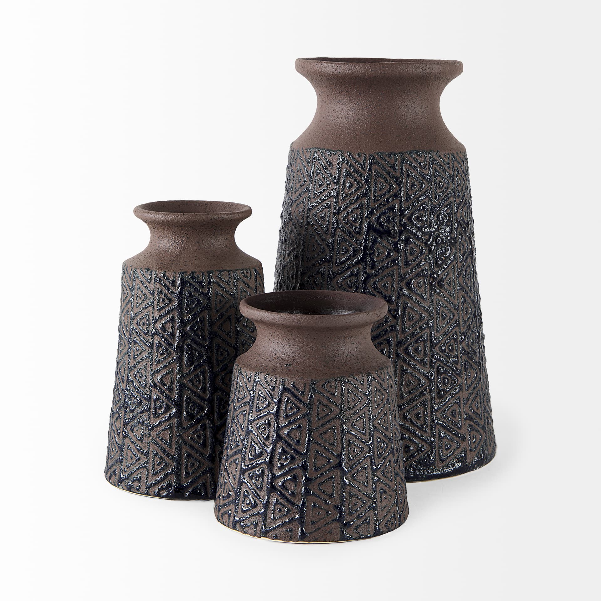 Sefina I Small Brown/Black Patterned Ceramic Vase — product photograph