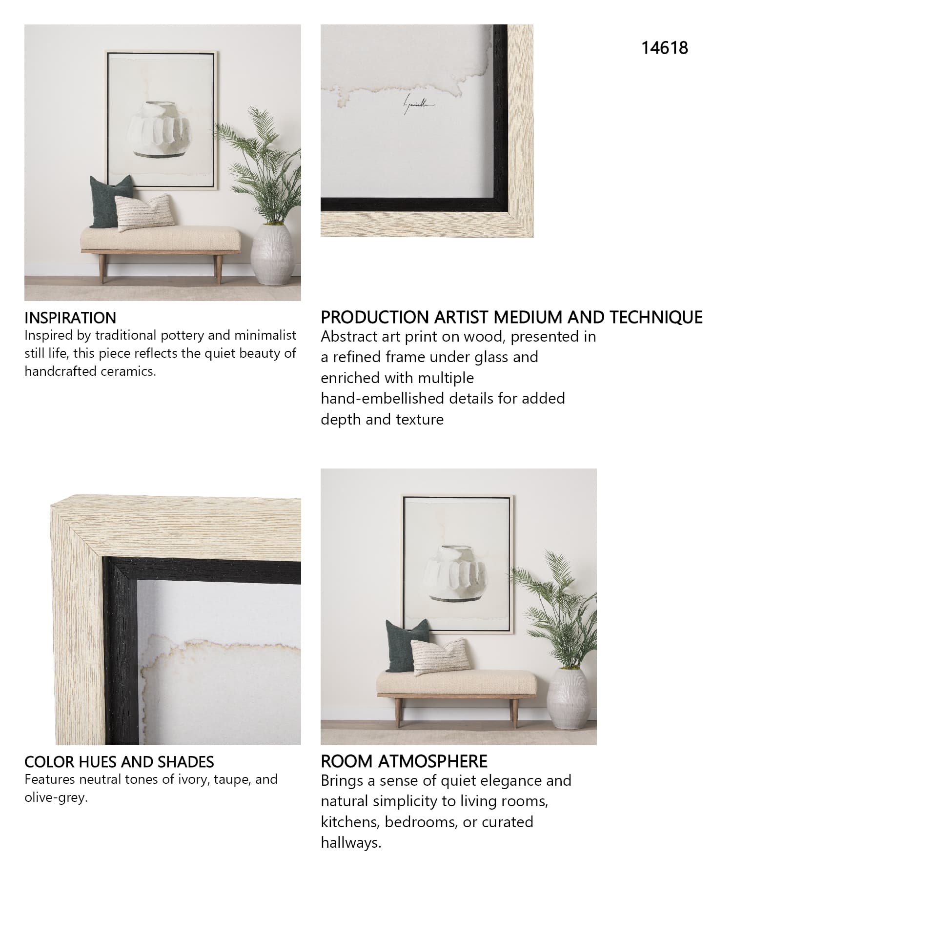 Vessel I by Mercana Studio a Hand Embellished Textured Framed Art Print Matted under Glass — in a styled room