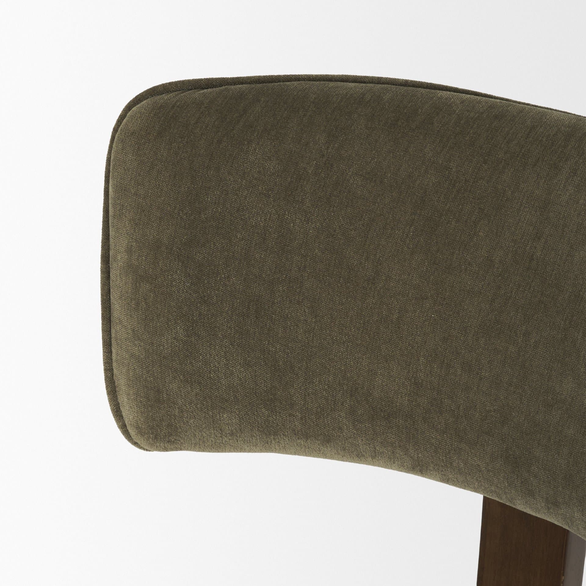 Soho Open Back Dining Side Chair | Olive Fabric w/ Brown Wood — product photograph