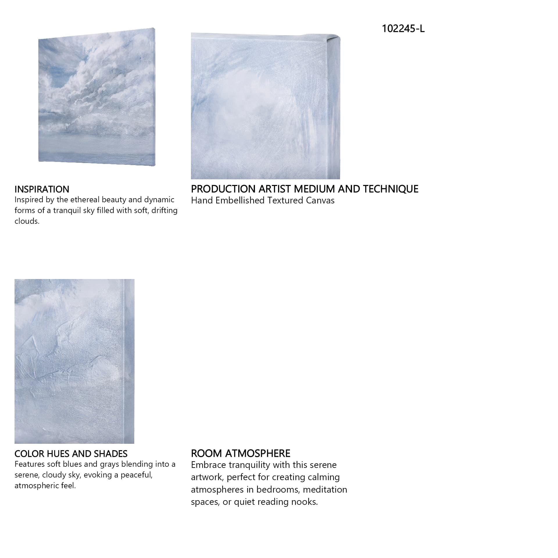 Day Cloud II by Mercana Studio a Hand Embellished Textured Canvas — in a styled room