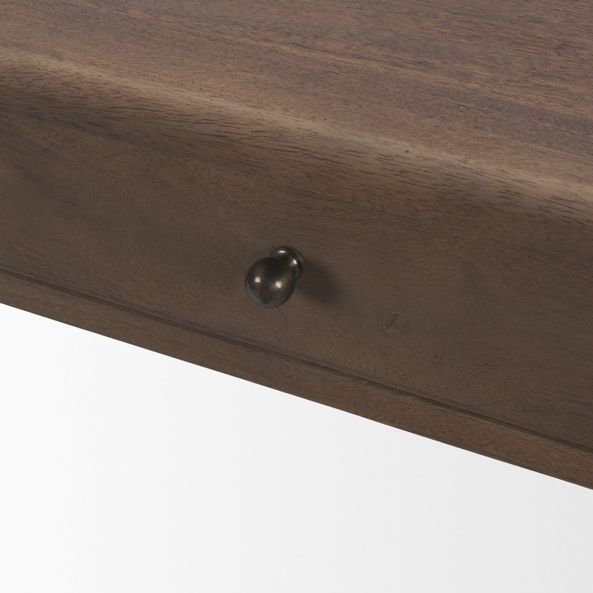 Angeline Spool Turned Console Table | Dark Brown Wood | 2 Drawers — product photograph