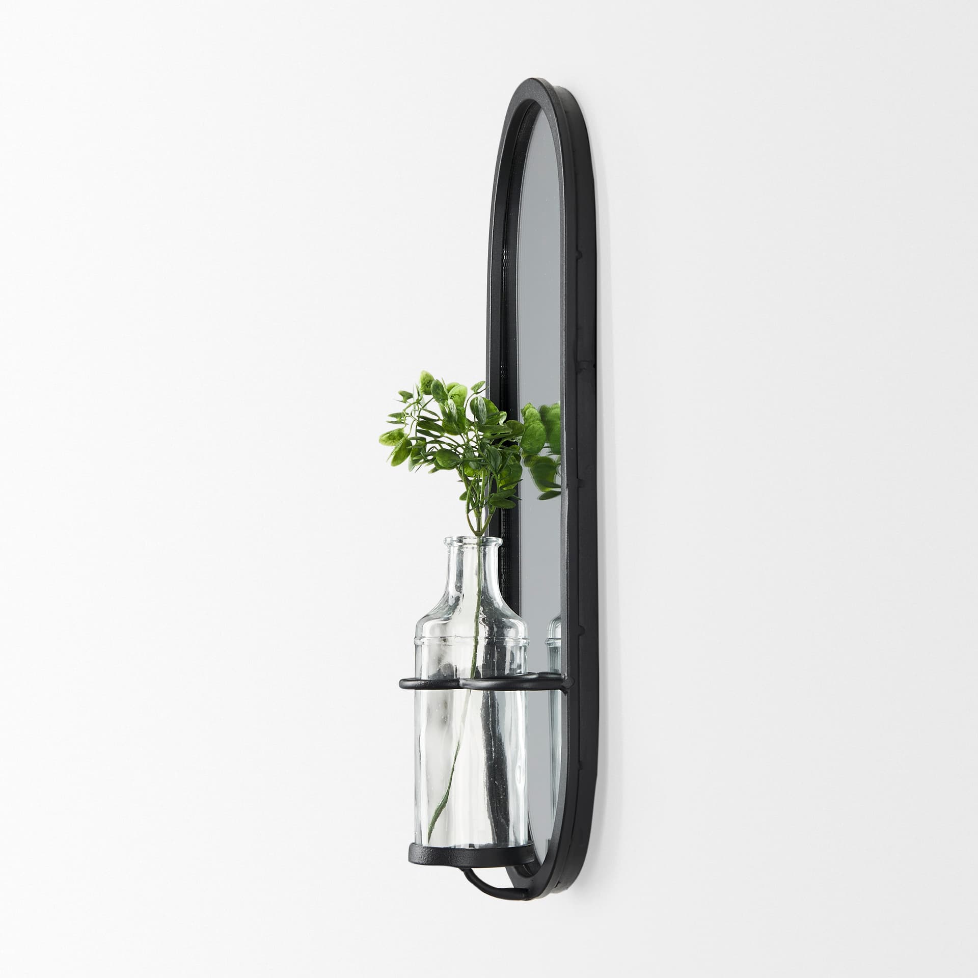 Katherine Wall Mounted Mirror w Glass Bottle for Botanicals or Floral — product photograph