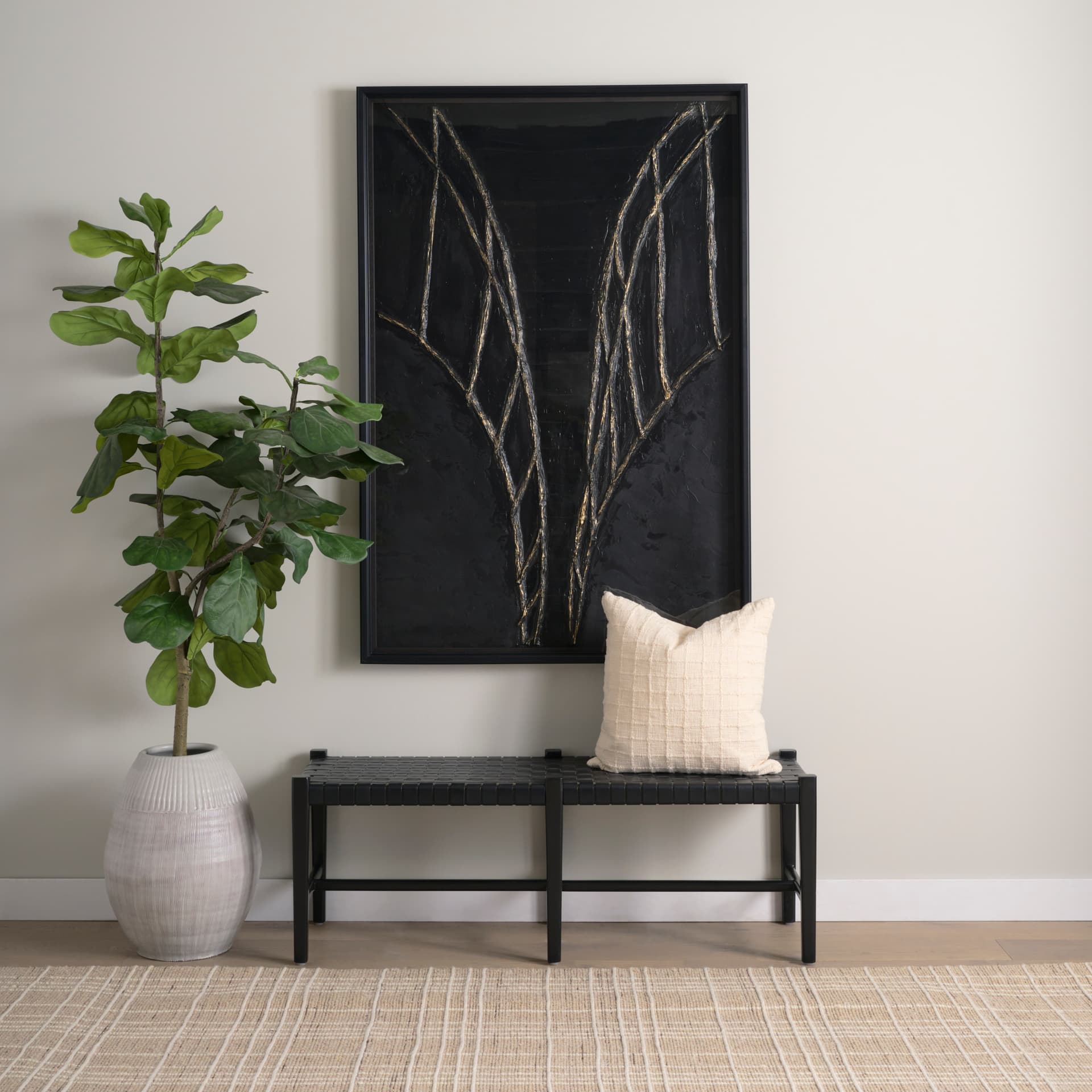 Descent II by Studio M a handmade Original Framed 3D Textured Artwork under Glass — in a styled room