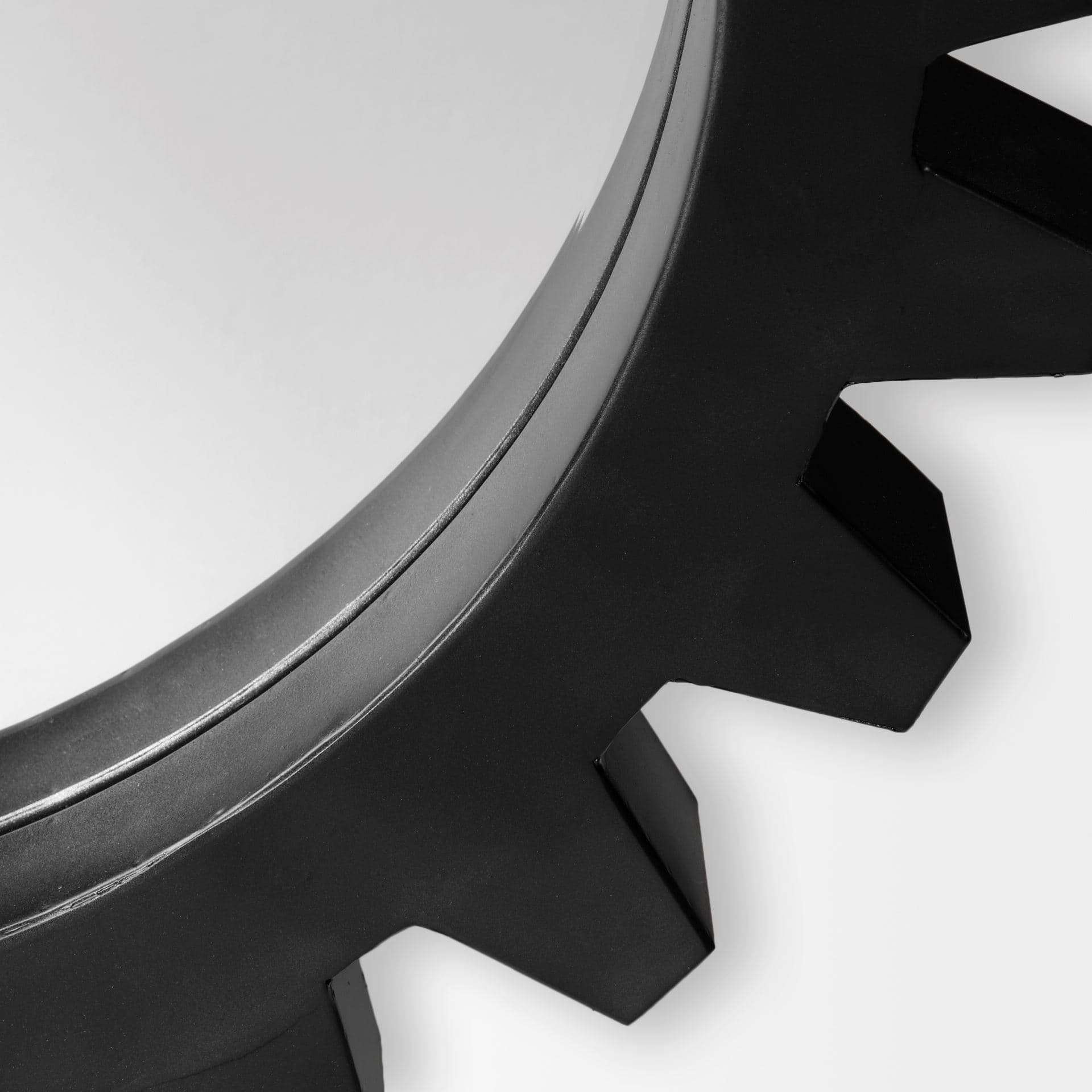 Alloy Cog 37" Round Black Metal Frame Mirror — product photograph