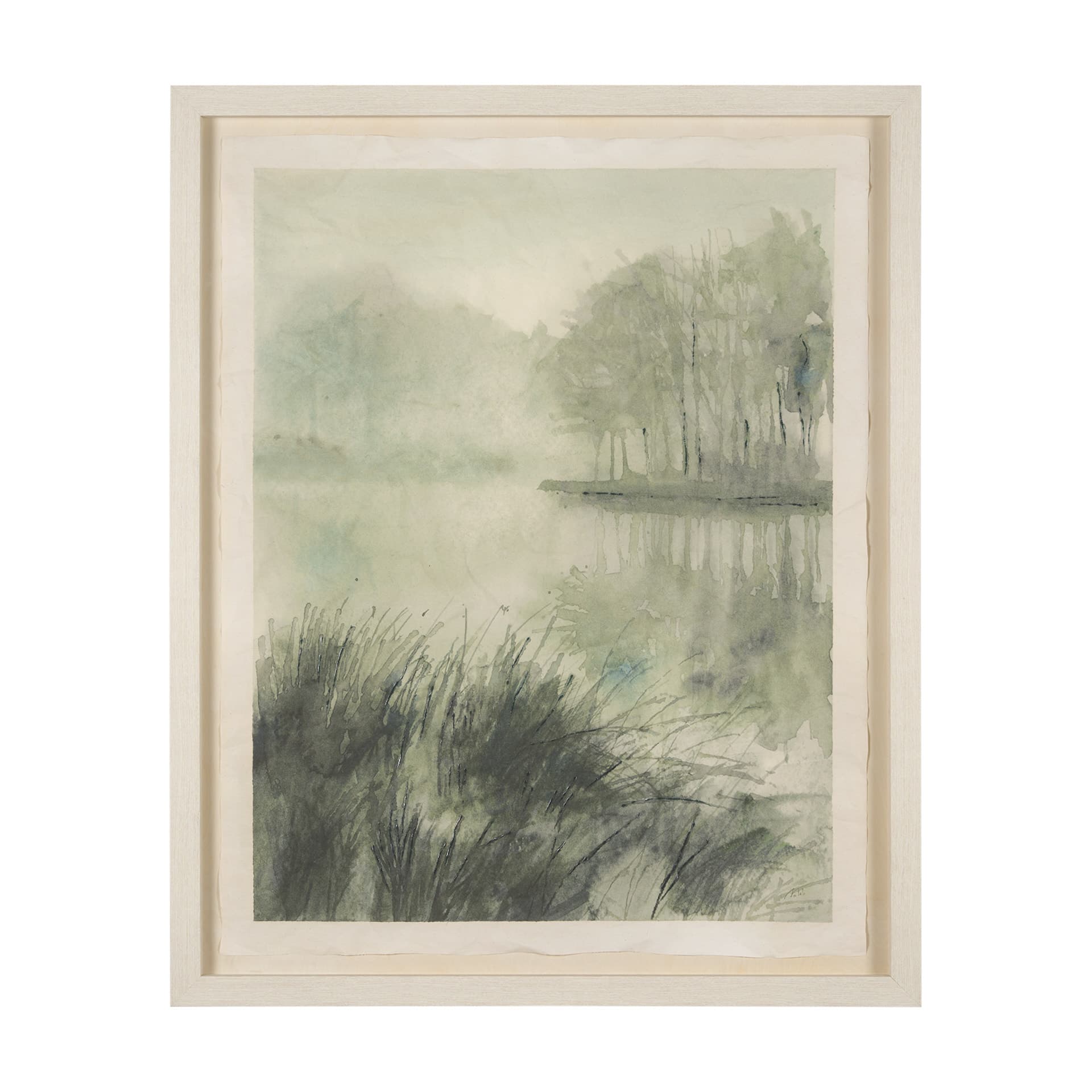 Over At The Lake by Mercana Studio a Hand Embellished Framed Art Print Matted under Glass — product photograph