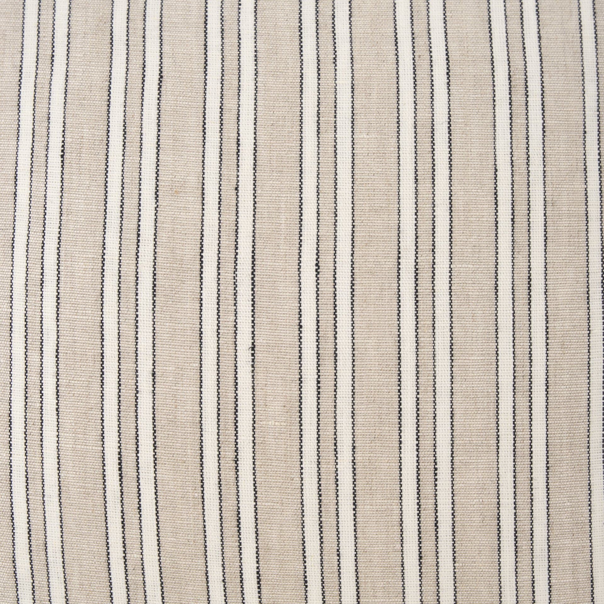 Jaxon 22x22 Beige/Black Striped Cotton-Linen Square Pillow Cover w/Down Filler — product photograph