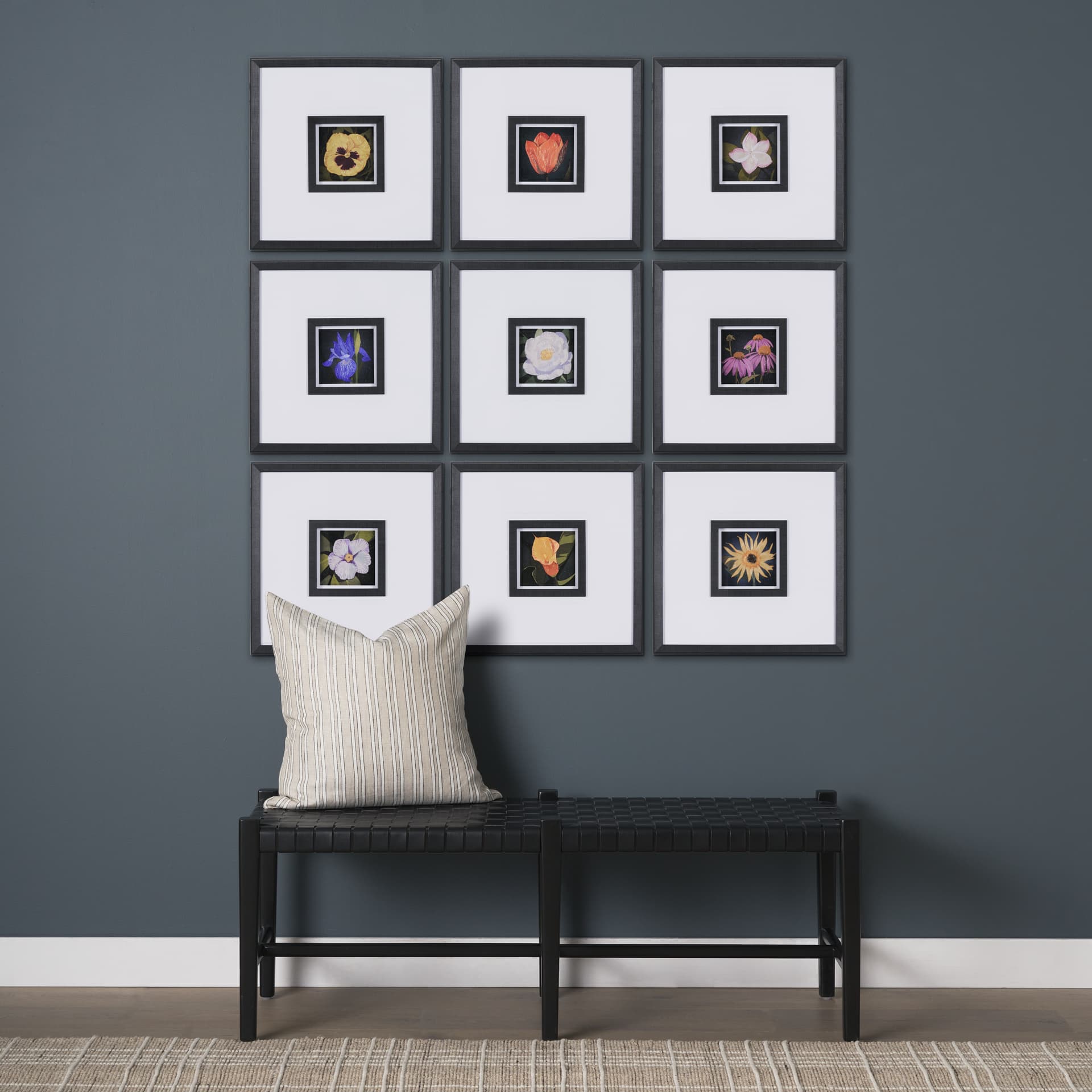 Flower Portrait II by Mercana Studio a Hand Embellished Textured Framed Art Print Matted under Glass — product photograph