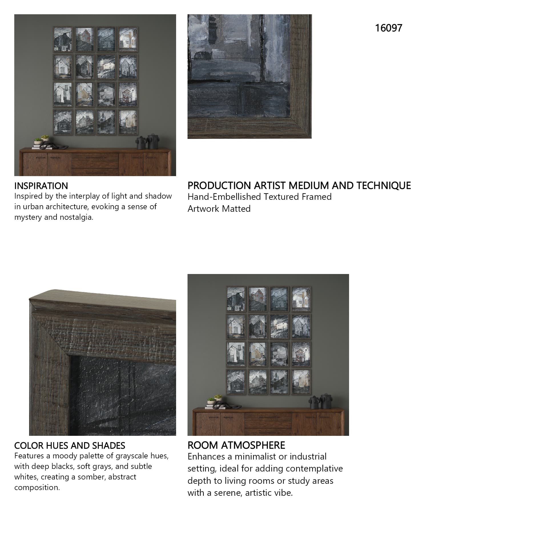 Community 2D by Mercana Studio Hand-Embellished Textured Framed Artwork Matted — in a styled room