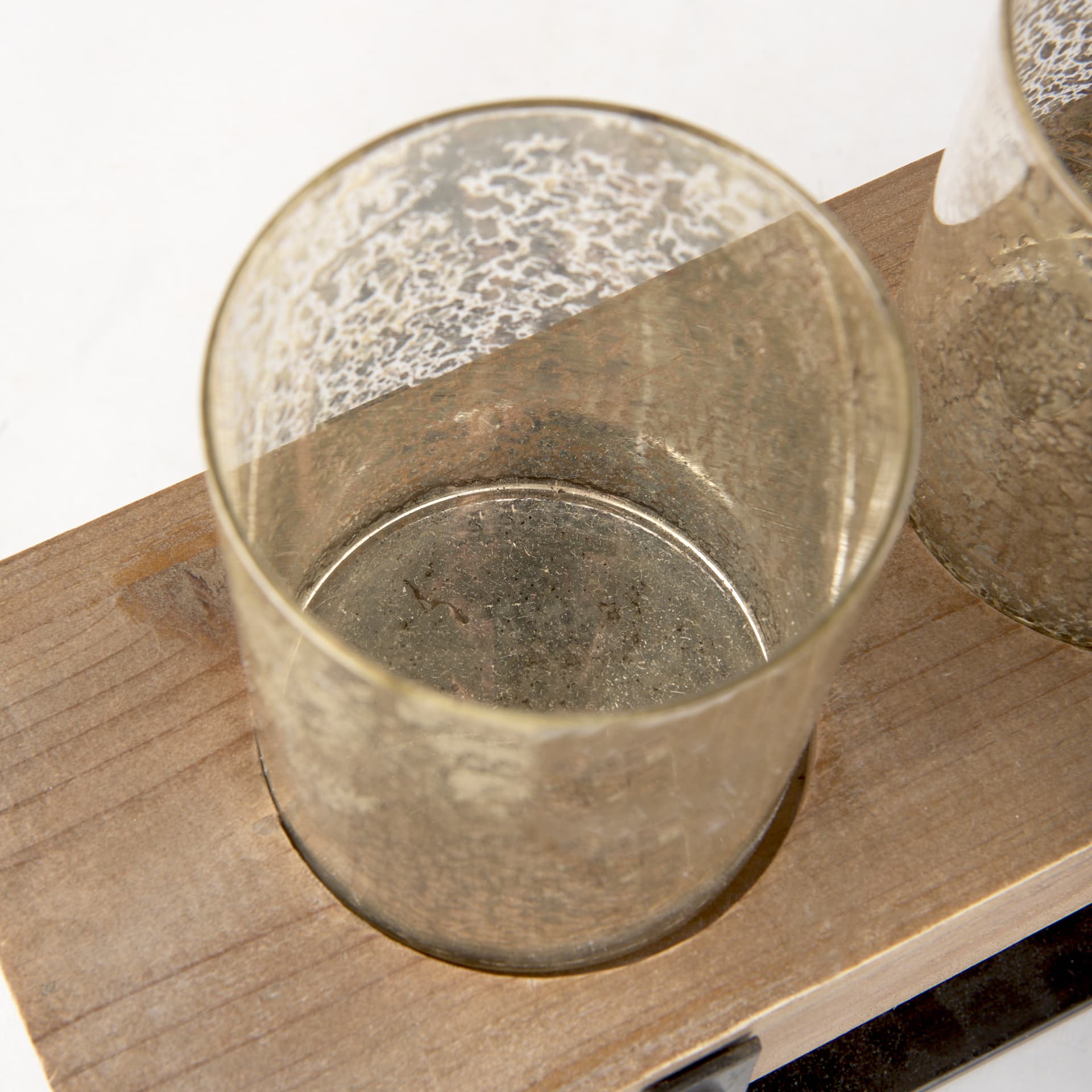 Benk Wood and Black Metal Five Cup Candle Holder — product photograph