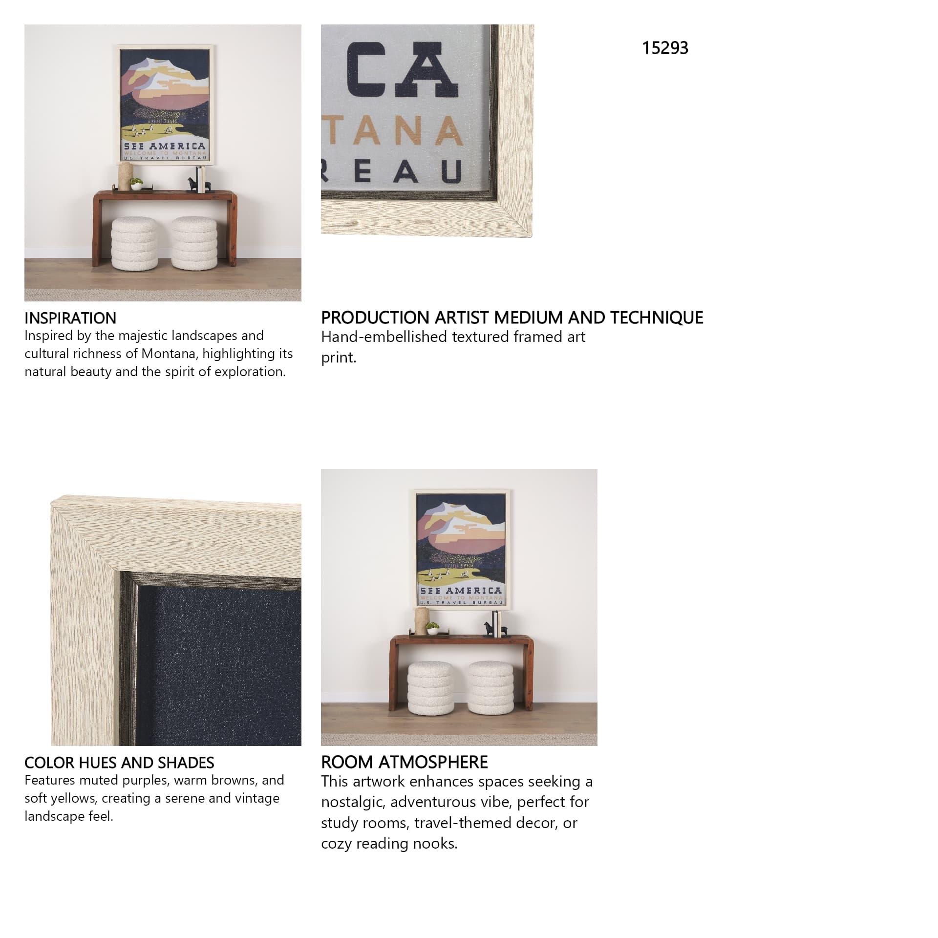See America by Vintage Collection a Hand Embellished Textured Framed Art Print — in a styled room