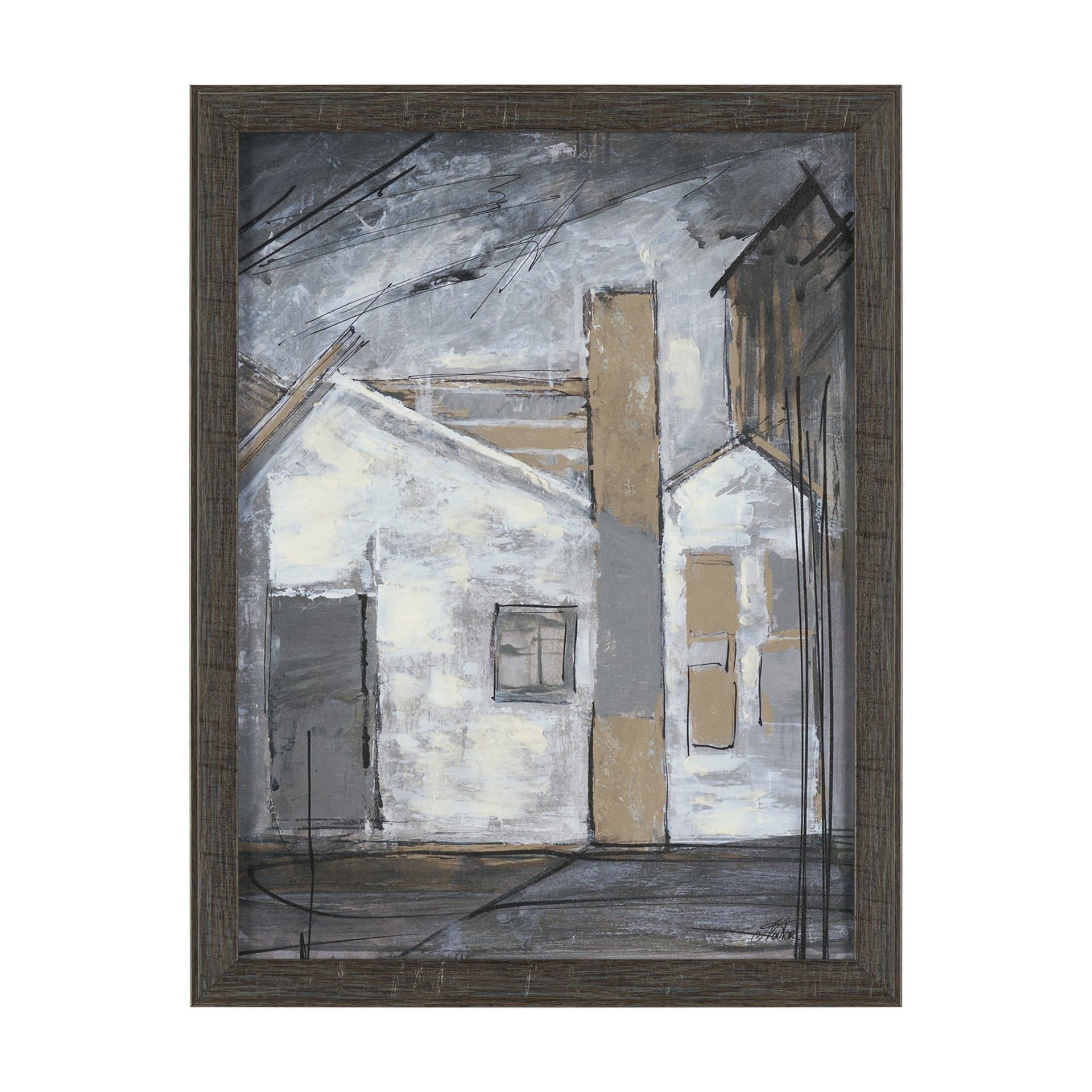 Community 1D by Mercana Studio Hand-Embellished Textured Framed Artwork Matted — product photograph
