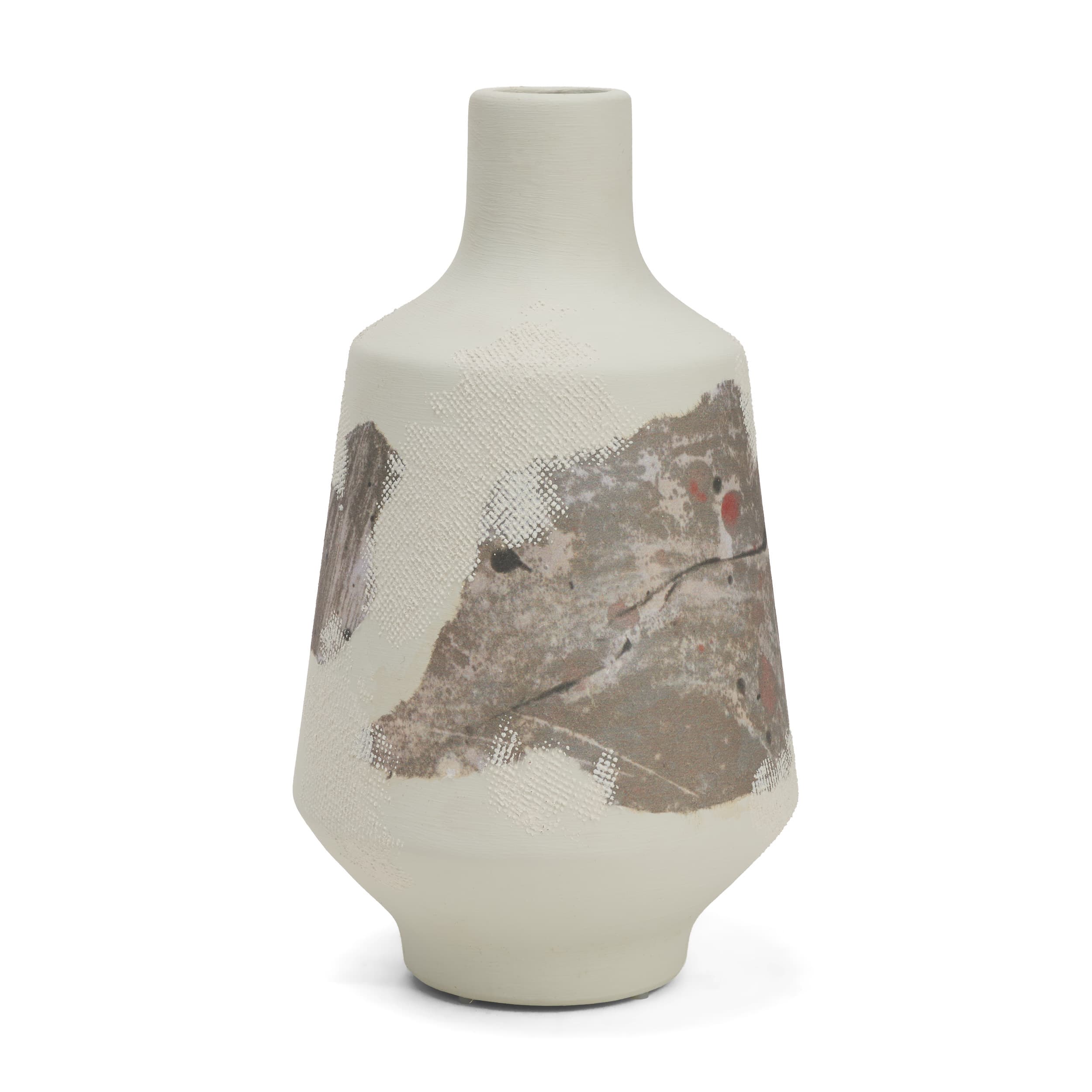 Velo 11.8H White w/Green Hand-Painted Terracotta Decorative Vase — product photograph