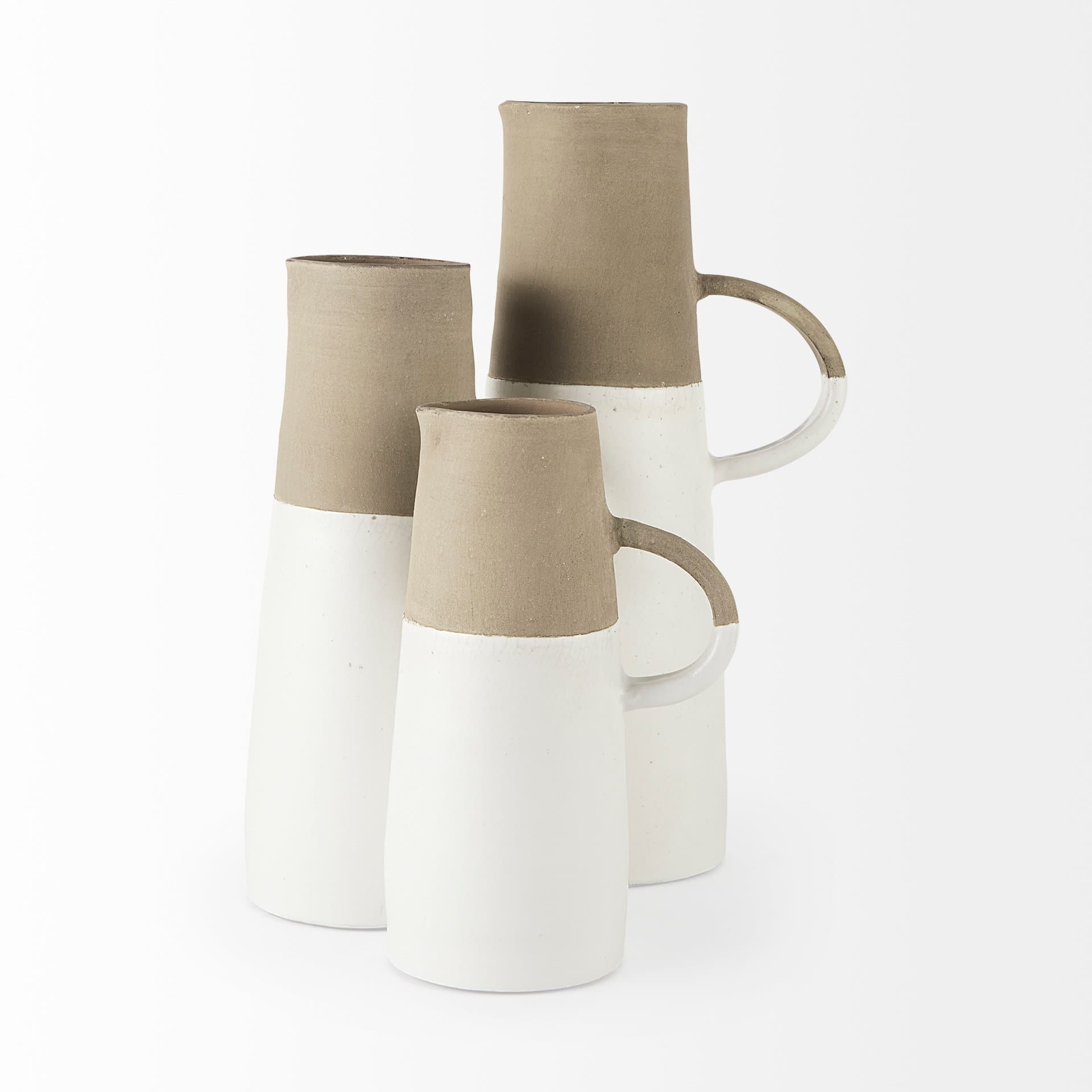Garand Medium 15H Two-Toned White Natural Ceramic Jug — product photograph