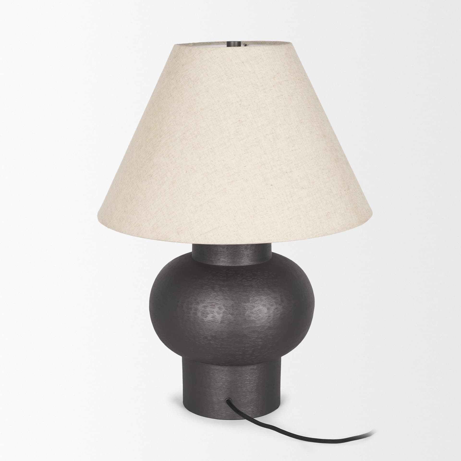 Salaah Black Brushed Metal w/ Beige Shade Table Lamp — product photograph