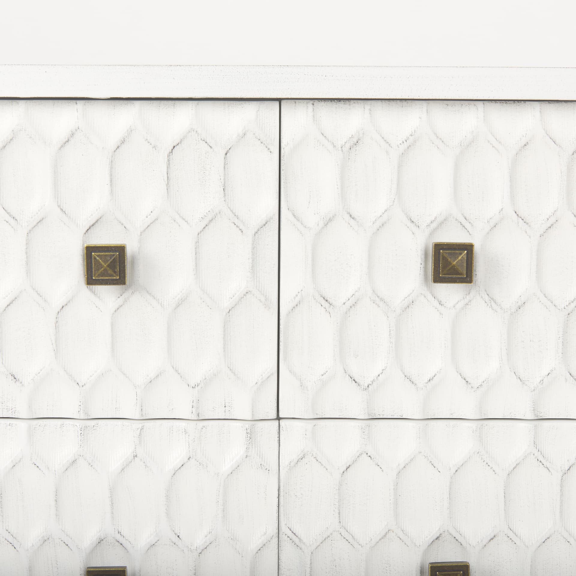Savannah White Fir Veneer w/ Gold Metal Accents 6-Drawer Sideboard — product photograph