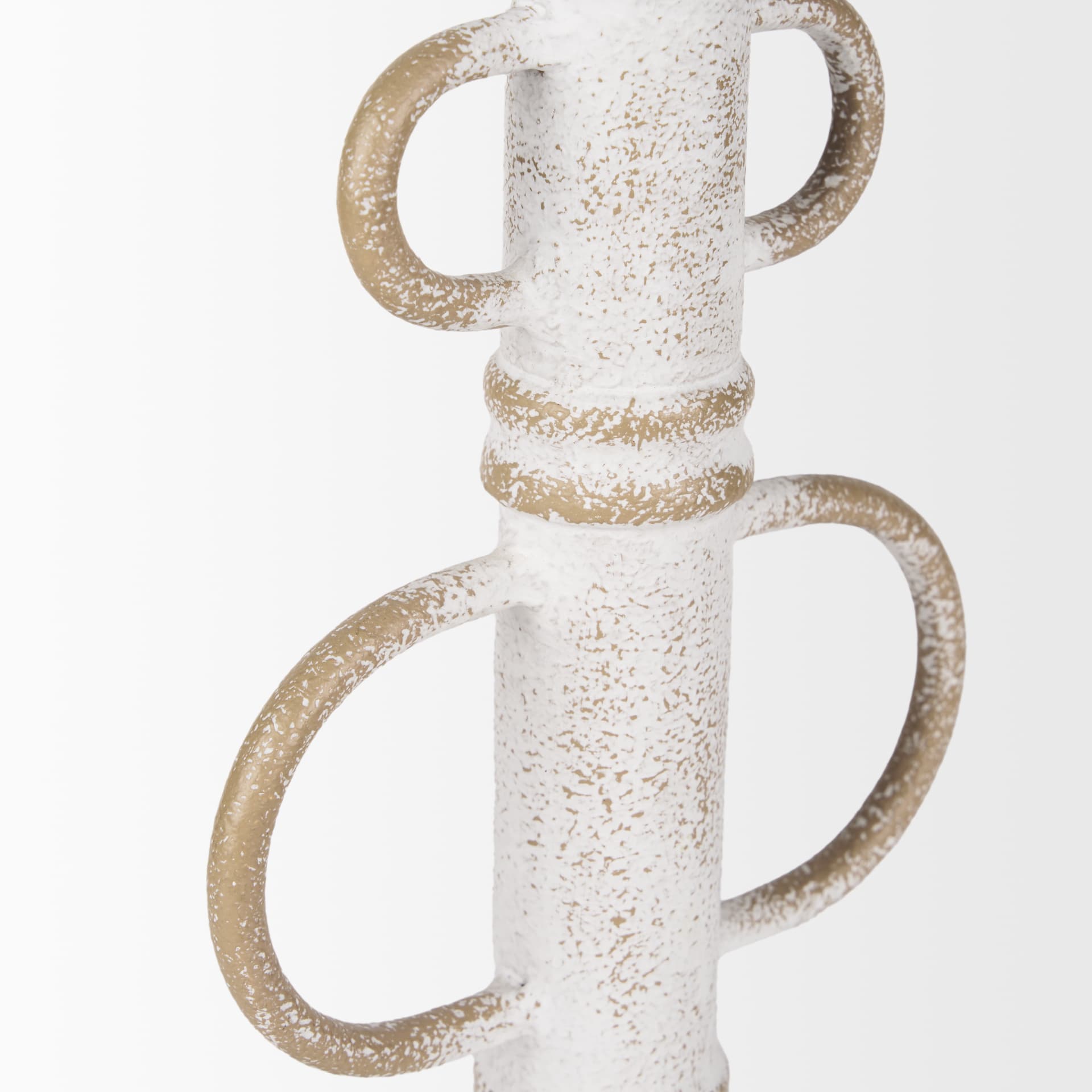 Ziva Large Distressed White Metal Sculptural Object — product photograph