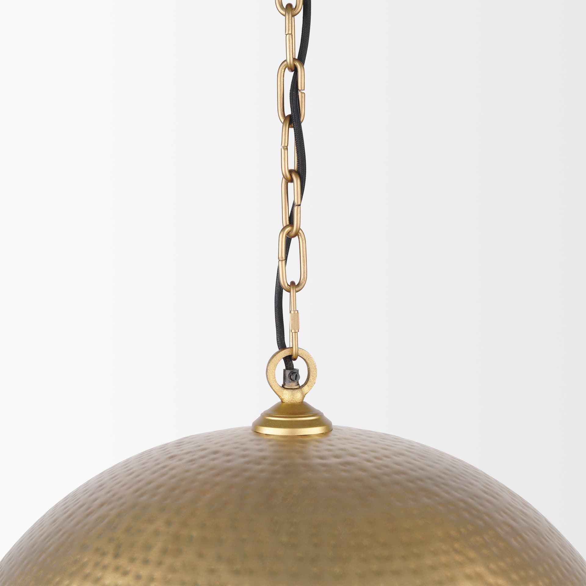 Karina 24" Round Brass-tone Hammered Metal Dome Pendant Light — product photograph