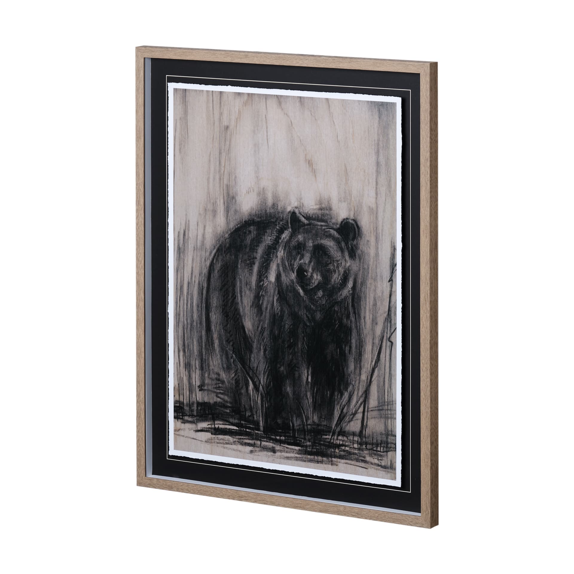 Bear & Moose II by Mercana Studio a Hand Embellished Textured Framed Art Print Matted under Glass — product photograph