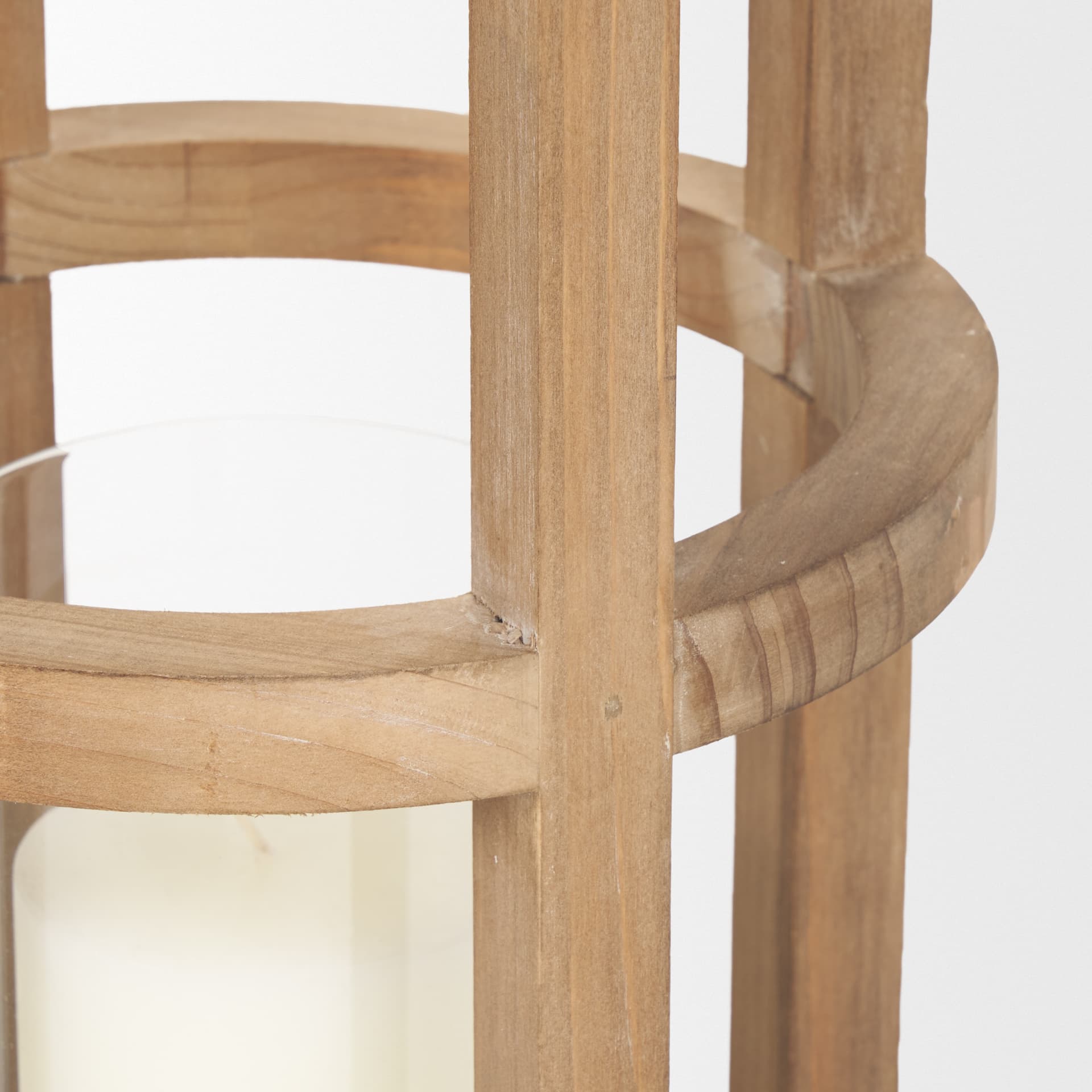 Andy II Small Natural Wood Cylindrical Lantern — product photograph