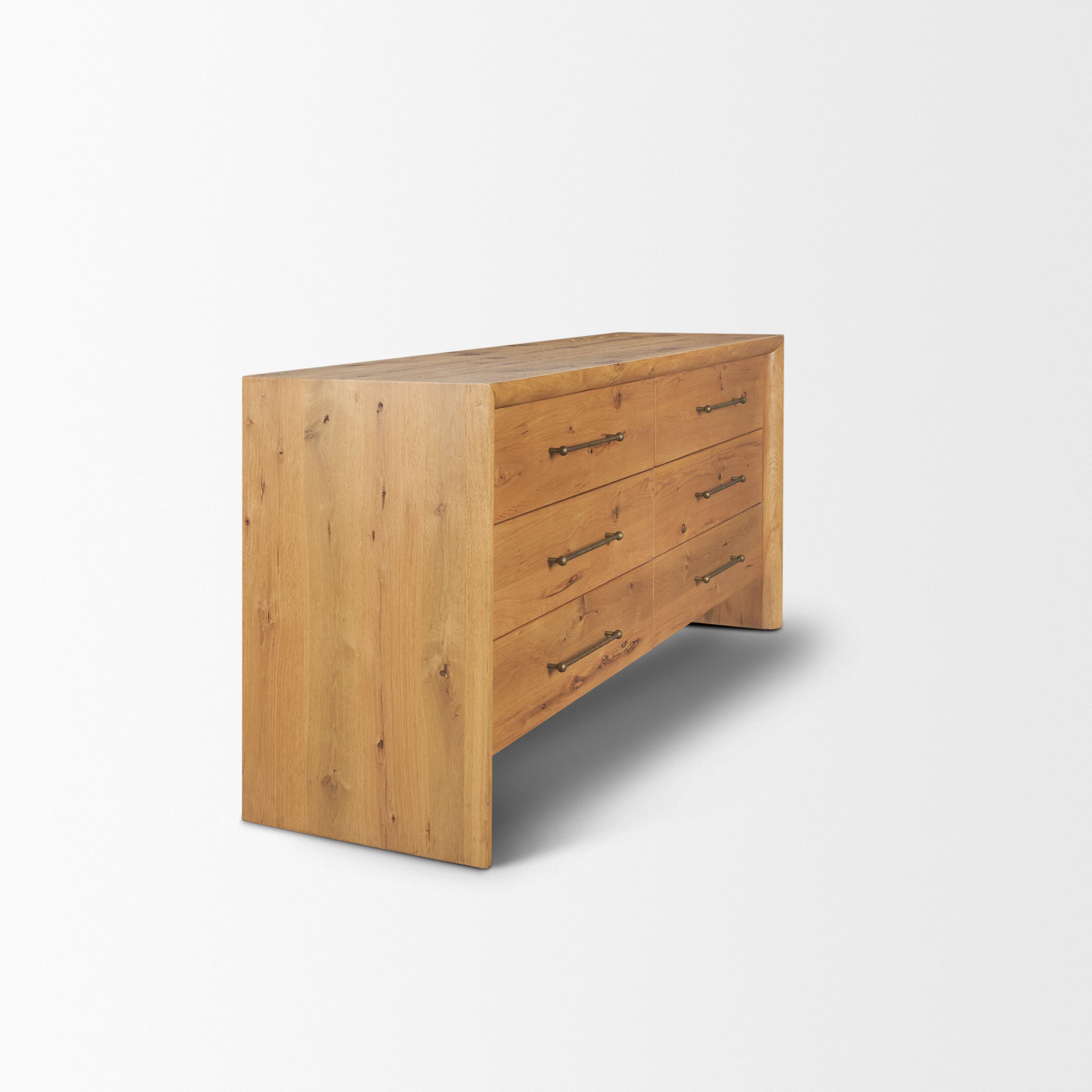 Belford 6-Drawer Light Brown Oak Wood Dresser — product photograph