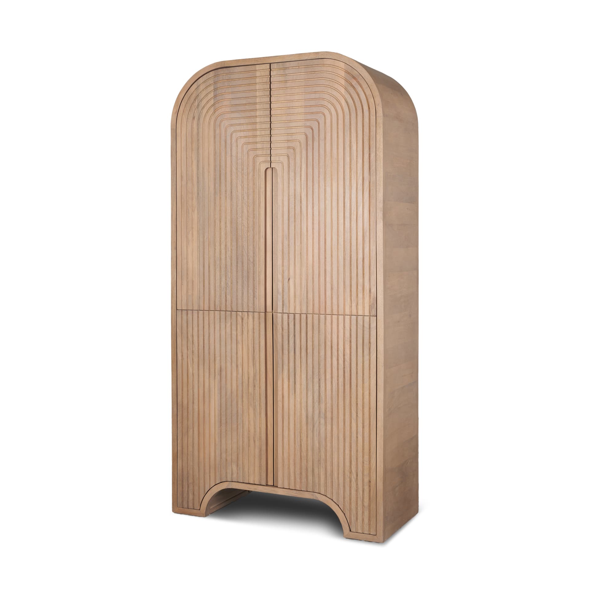 Sorina Reverse Fluted Light Brown Wood Curio Cabinet — product photograph