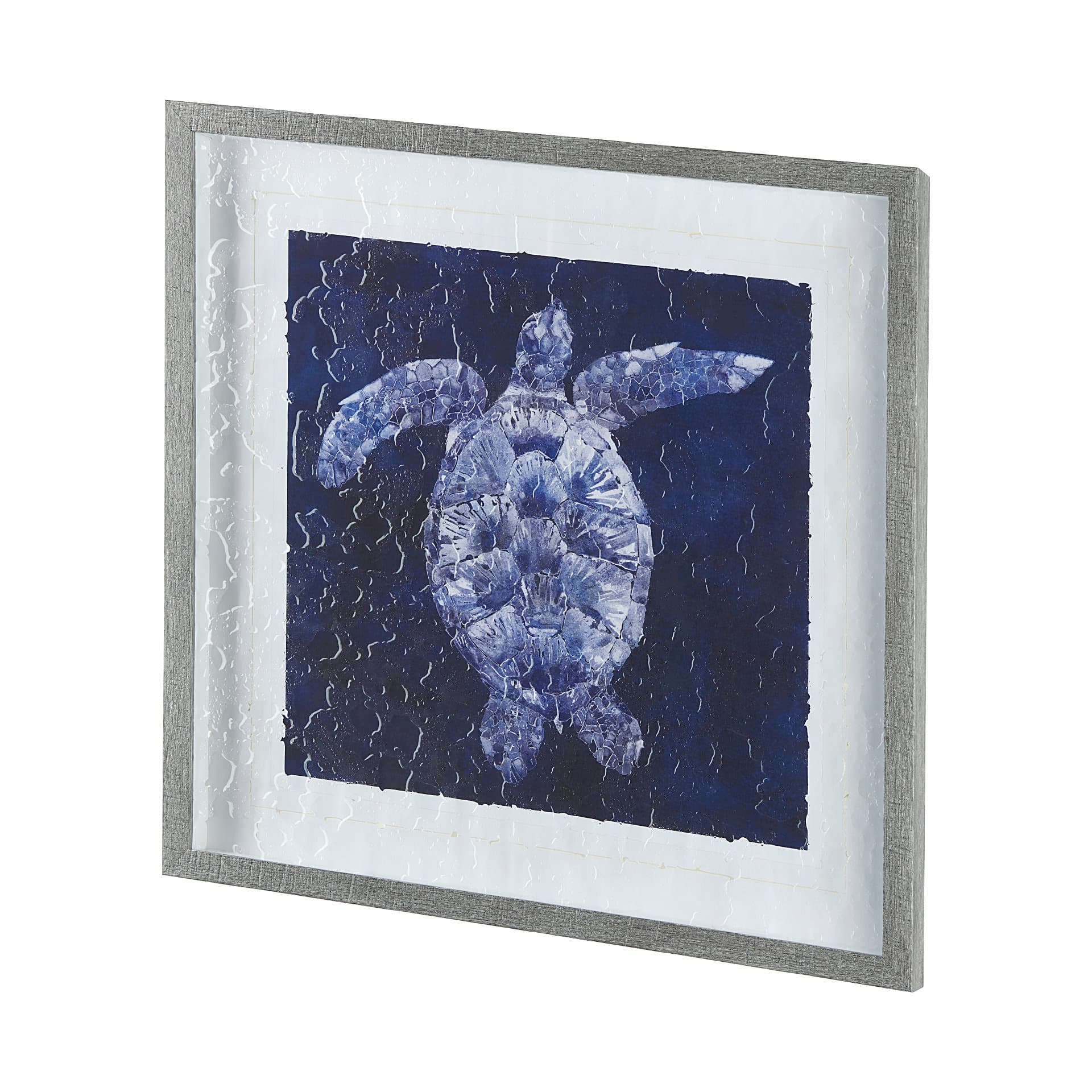 Sea Turtle Shadow II by Grace Popp a Hand Embellished Textured Framed Art Print Matted under Glass — product photograph