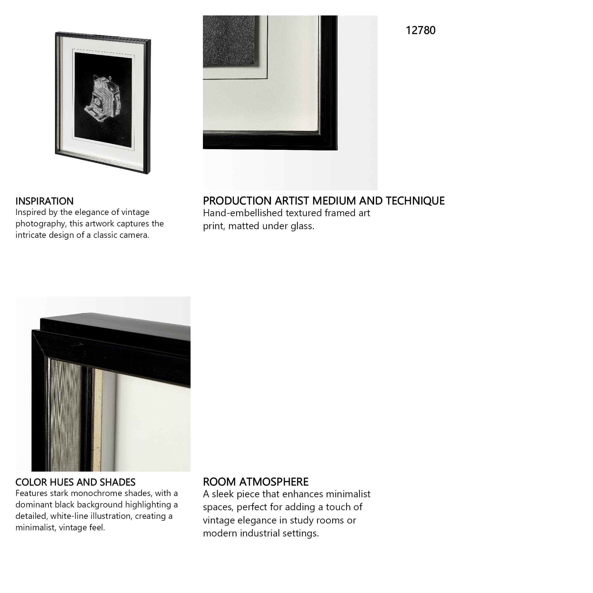 Pacemaker Black I by Alarm a Hand Embellished Textured Framed Art Print Matted under Glass — in a styled room