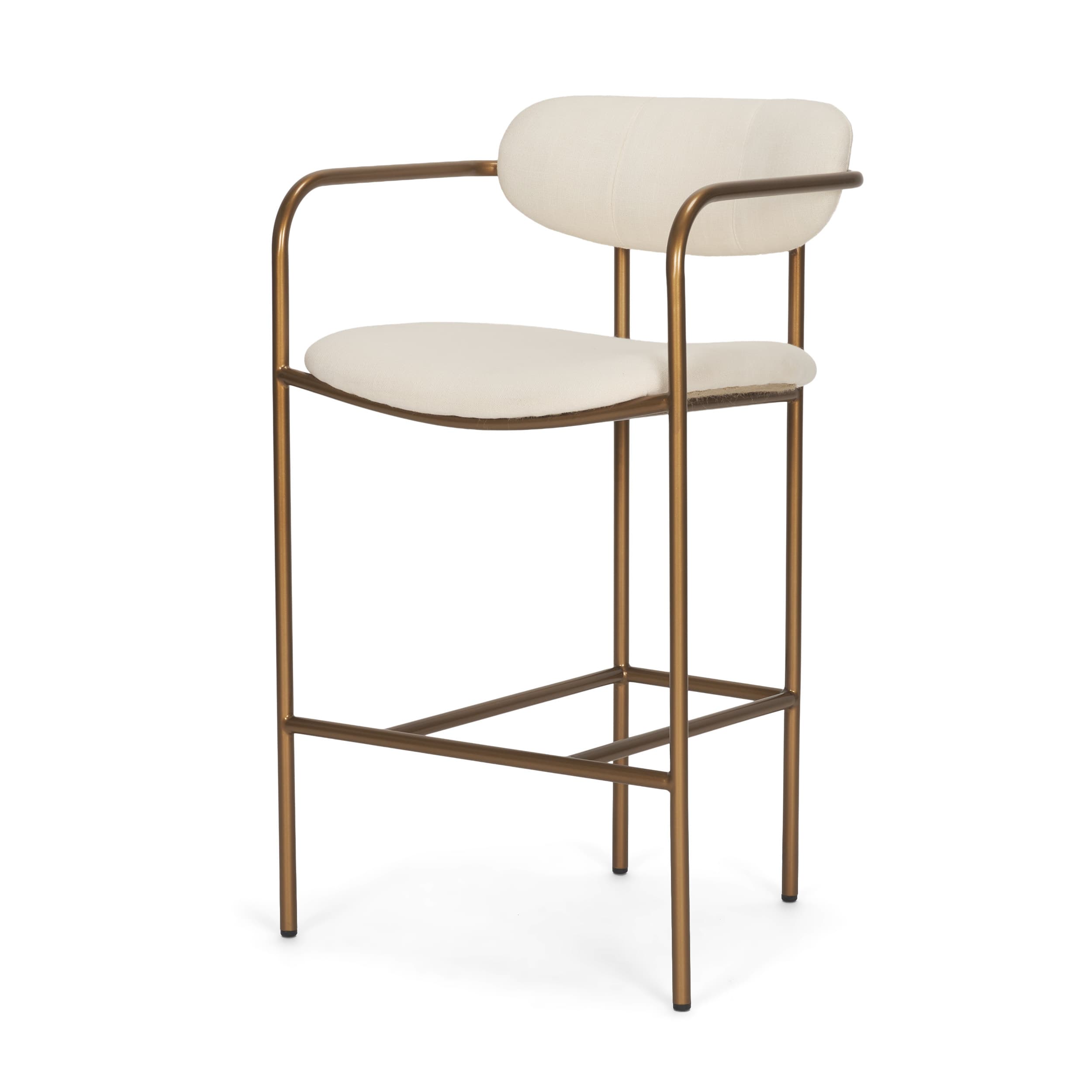 Parker Backless 36.5in Seat Counter Stool | Cream Fabric w/ Gold Metal — product photograph