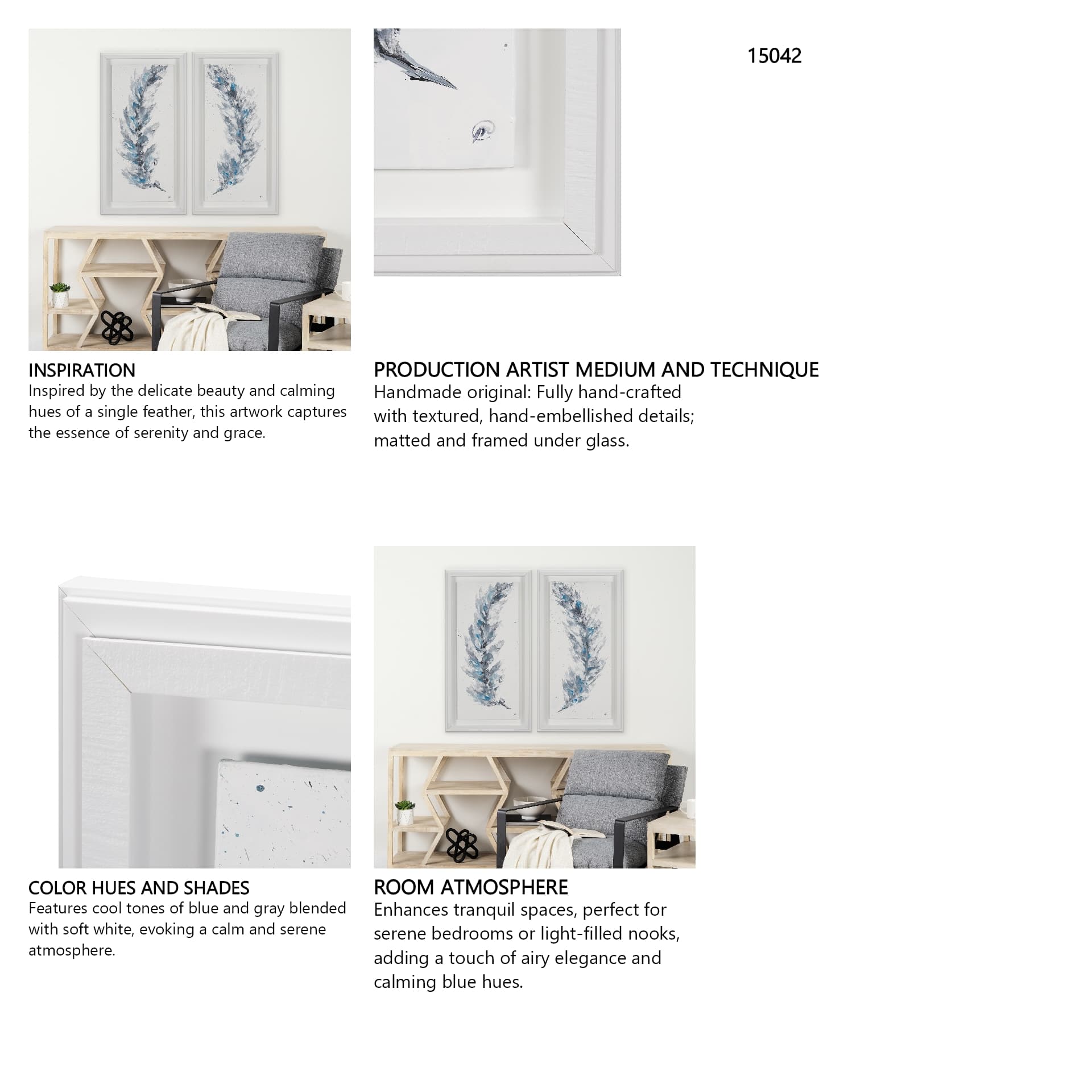 Plume I by Studio M a Framed handmade Original Artwork — in a styled room
