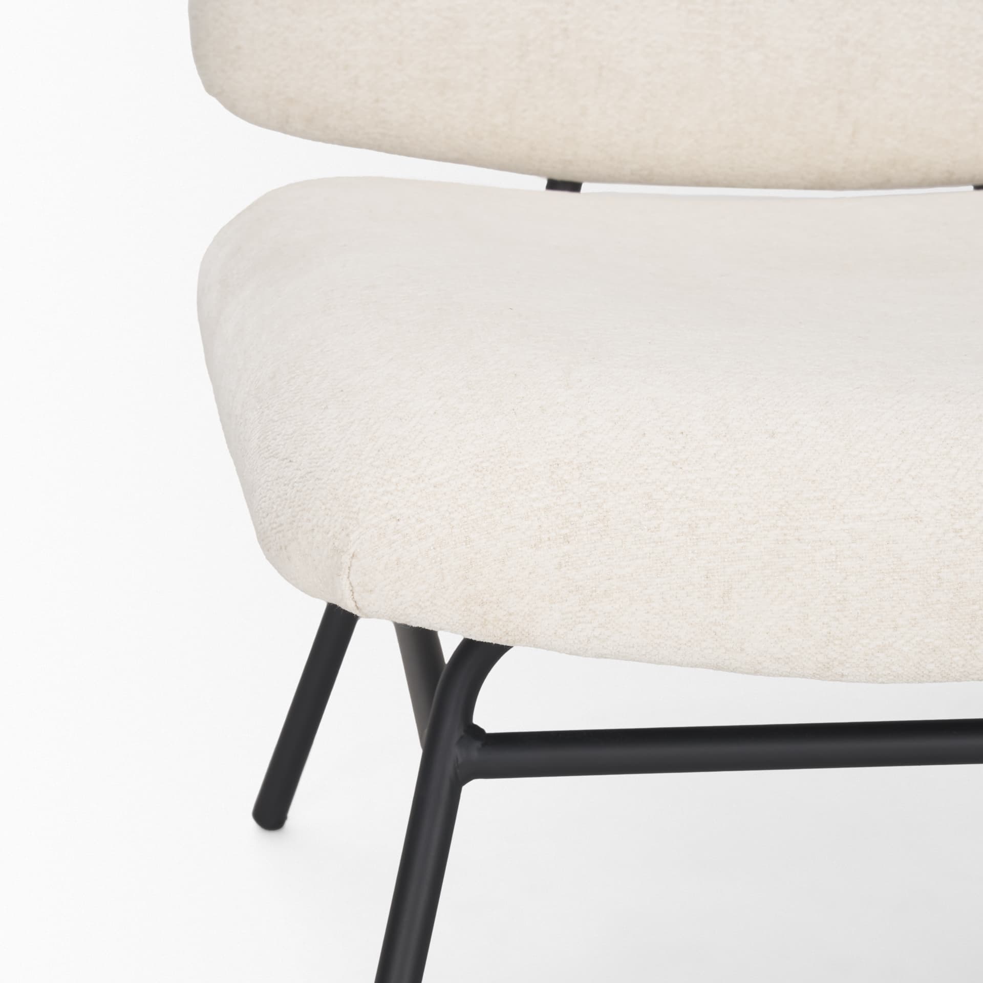 Nora Cream Fabric w/ Matte Black Metal Legs Accent Chair — product photograph