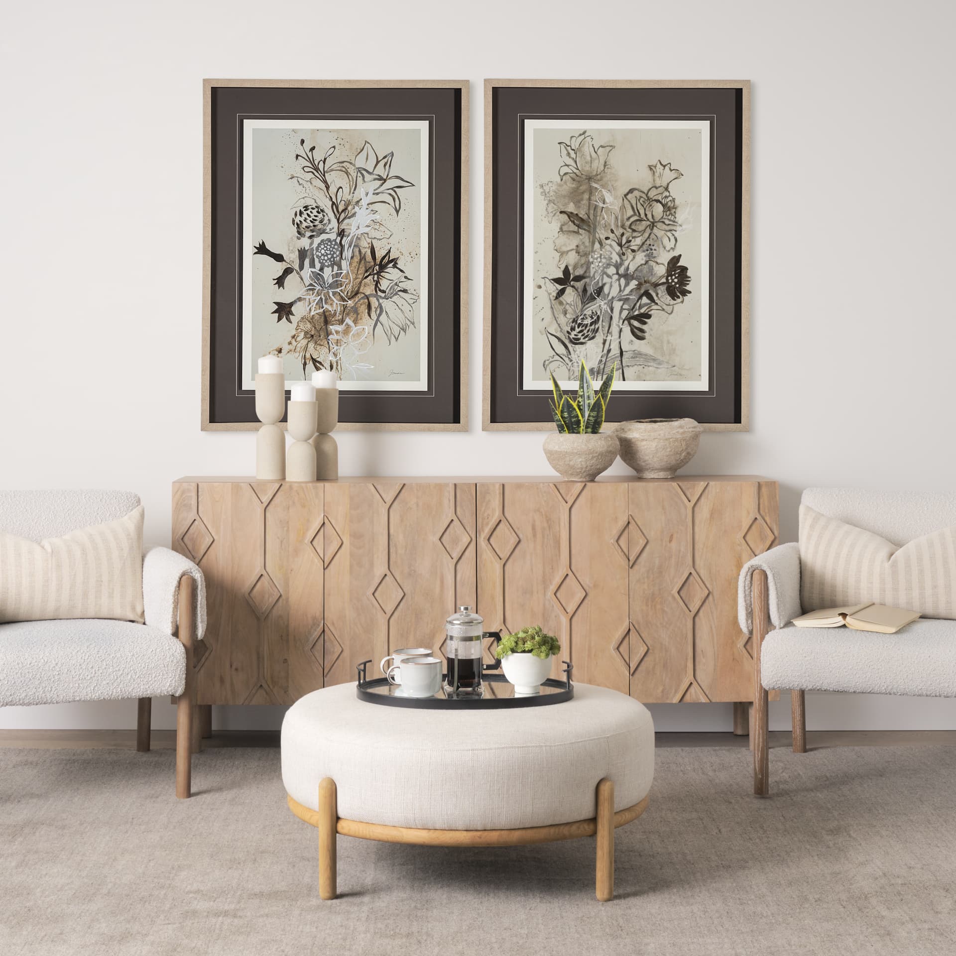 Rise & Shine II by Liz Jardine a Framed Art Print Matted under Glass — in a styled room