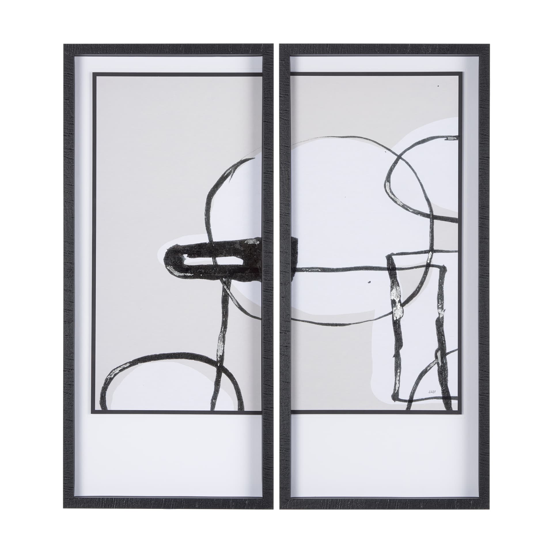 Neutral Shapes I by Mercana Studio a Hand Embellished Textured Framed Art Print Matted under Glass — product photograph