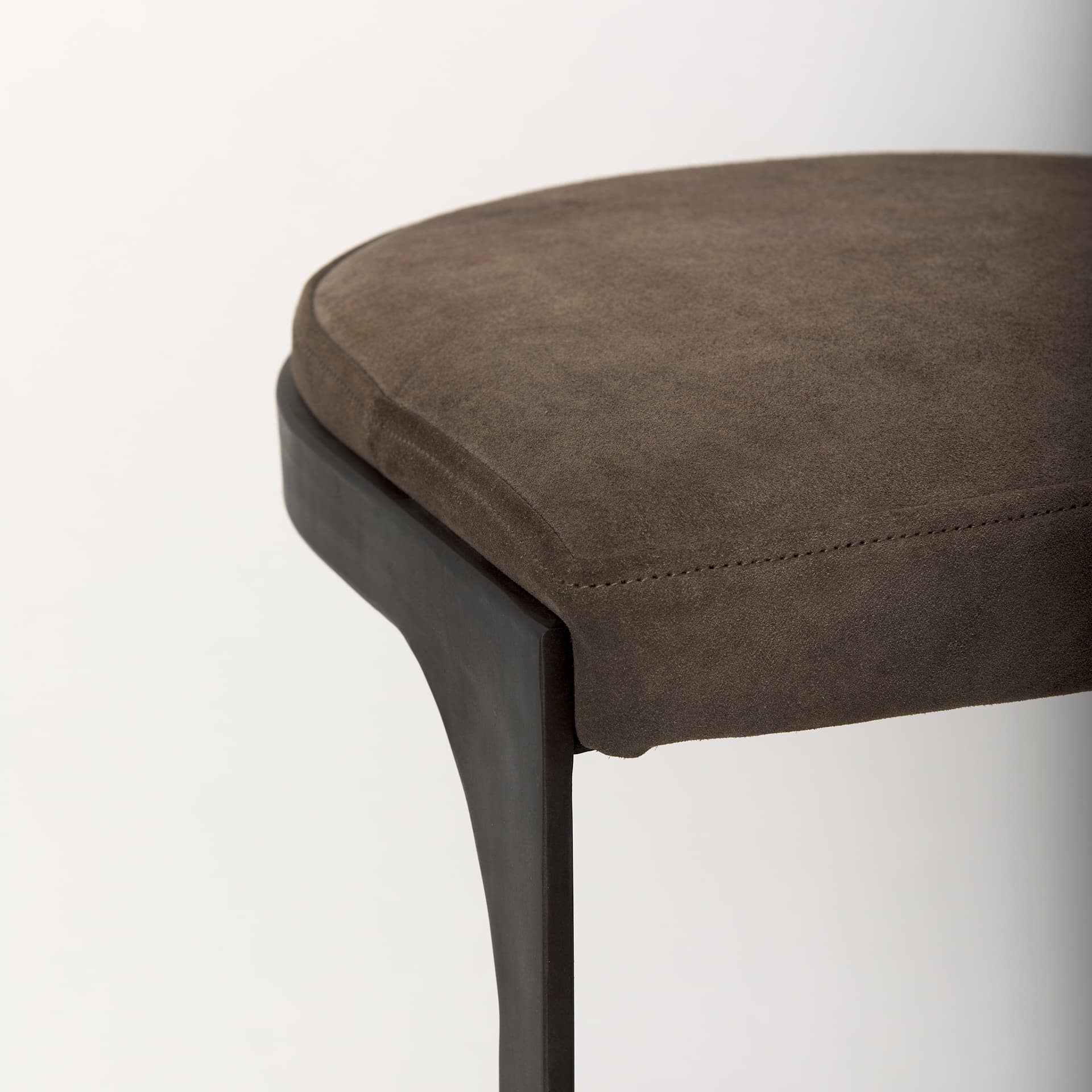 Tyson Backless 31in Seat Bar Stool | Brown/Gray Suede w/ Black Metal — product photograph
