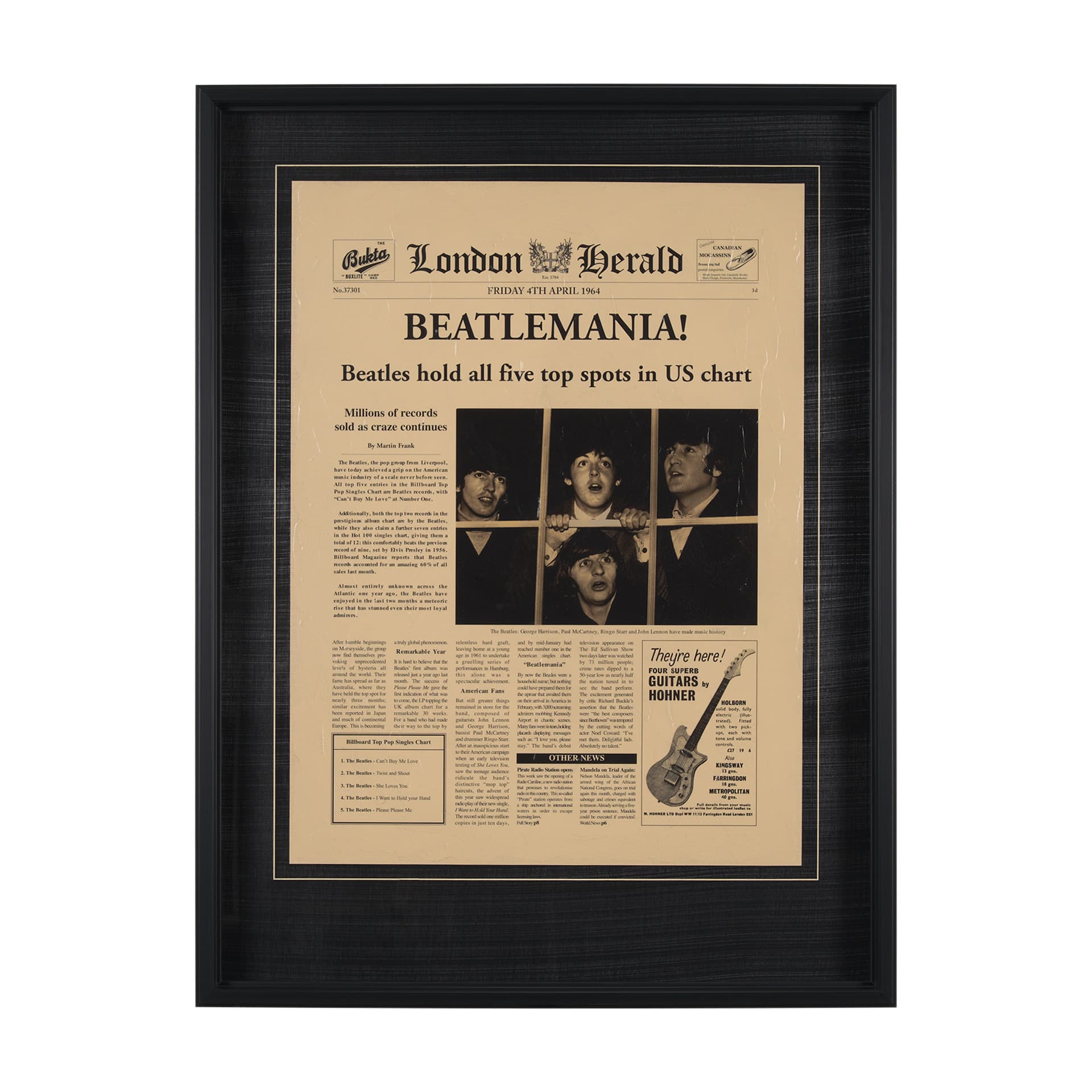 Beatlemania! by The Vintage Collection a Hand Embellished Framed Art Print Matted under Glass — product photograph