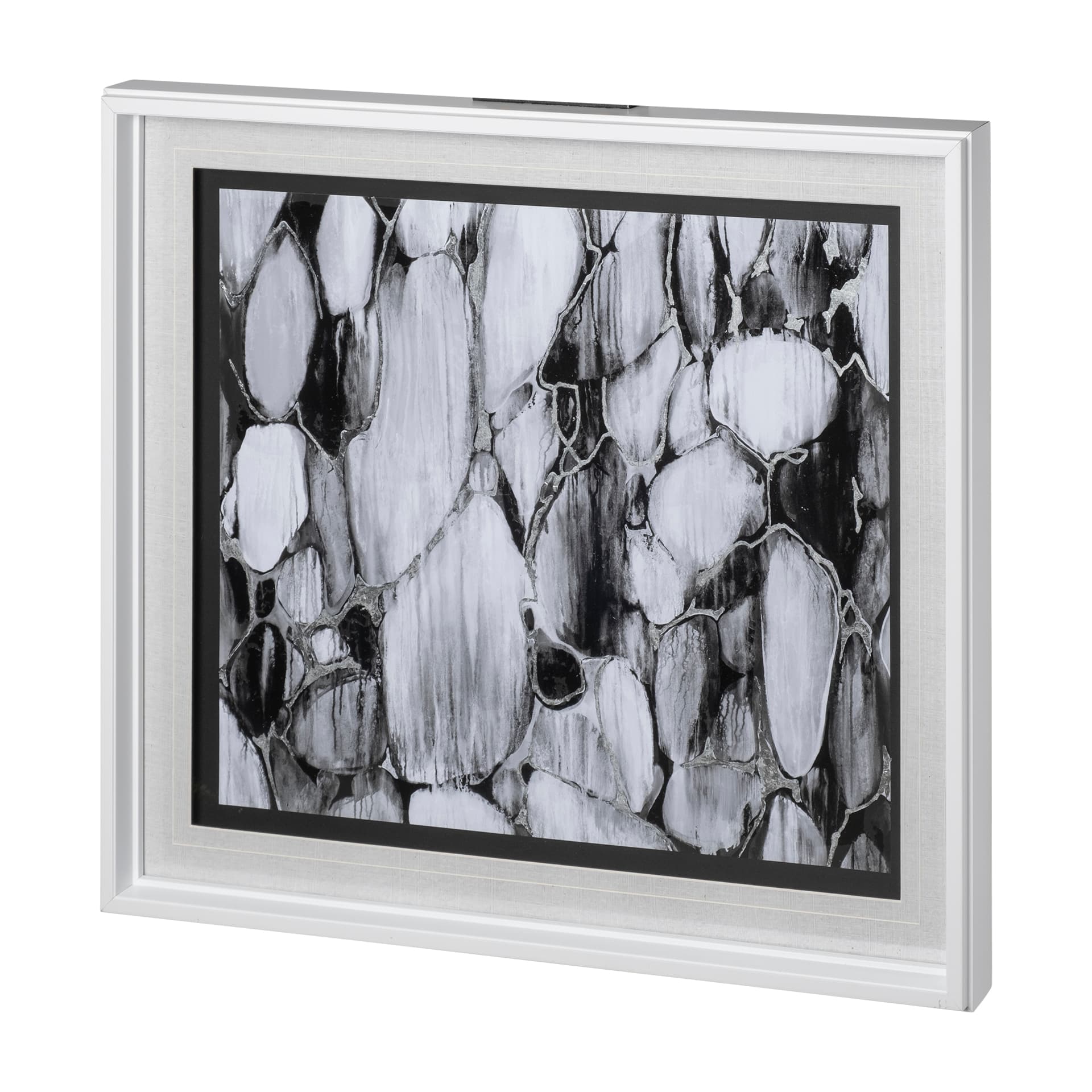 River Rocks by Liz Jardine a Hand Embellished Textured Framed Art Print Matted under Glass — product photograph