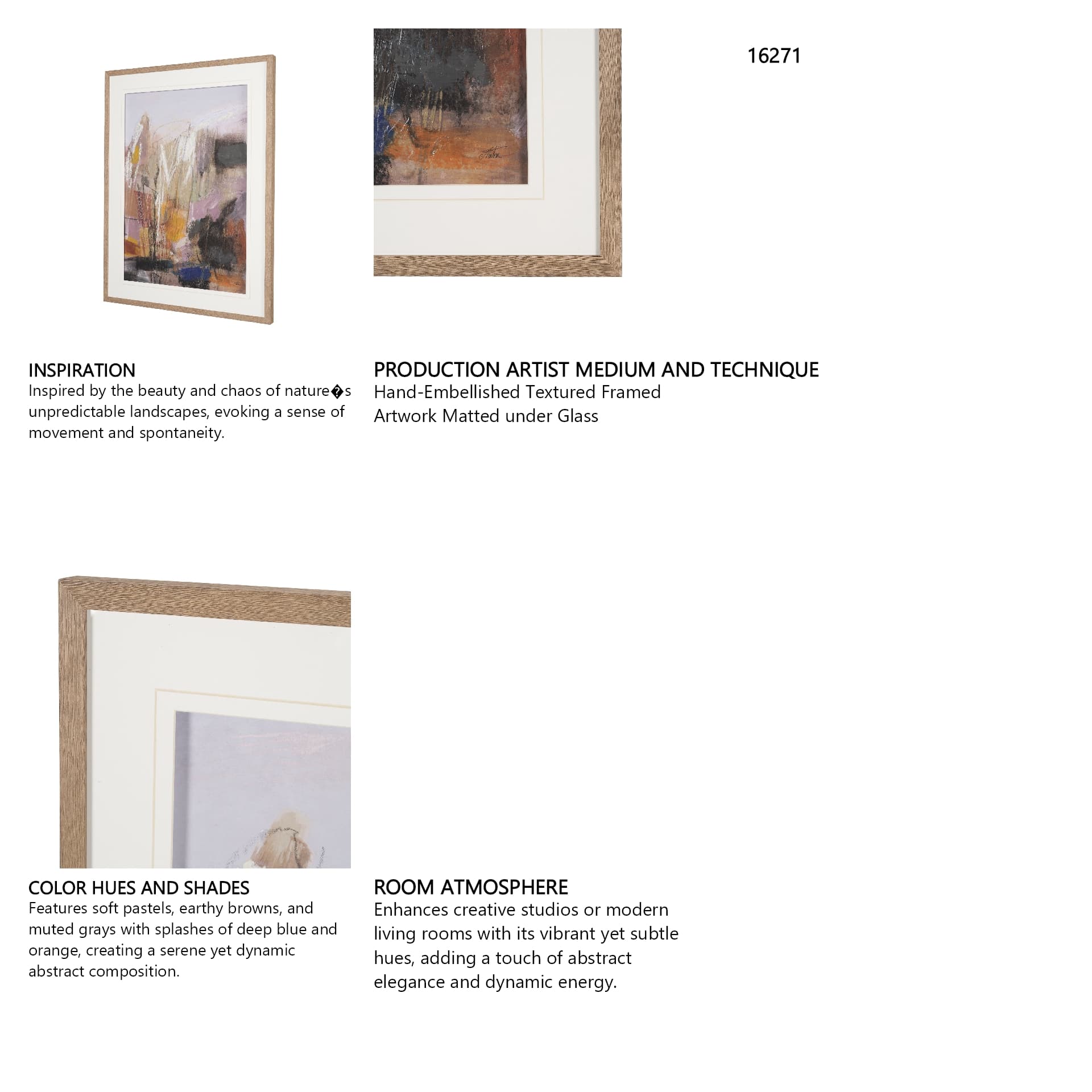 Abstract Autumn 3 by Mercana Studio Hand-Embellished Textured Framed Artwork Matted under Glass — product photograph