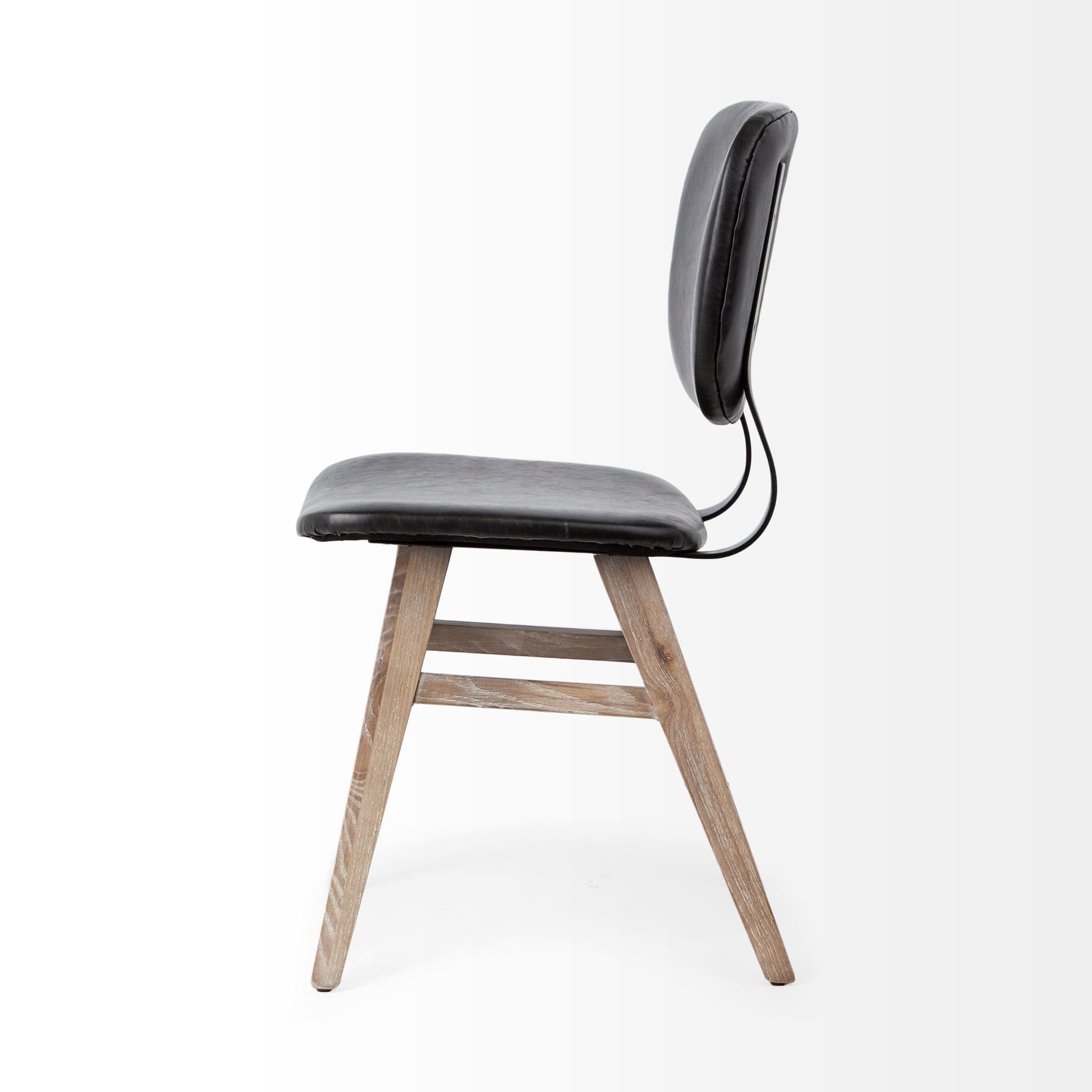 Haden Open Back Dining Side Chair | Black Faux Leather w/ Iron — product photograph