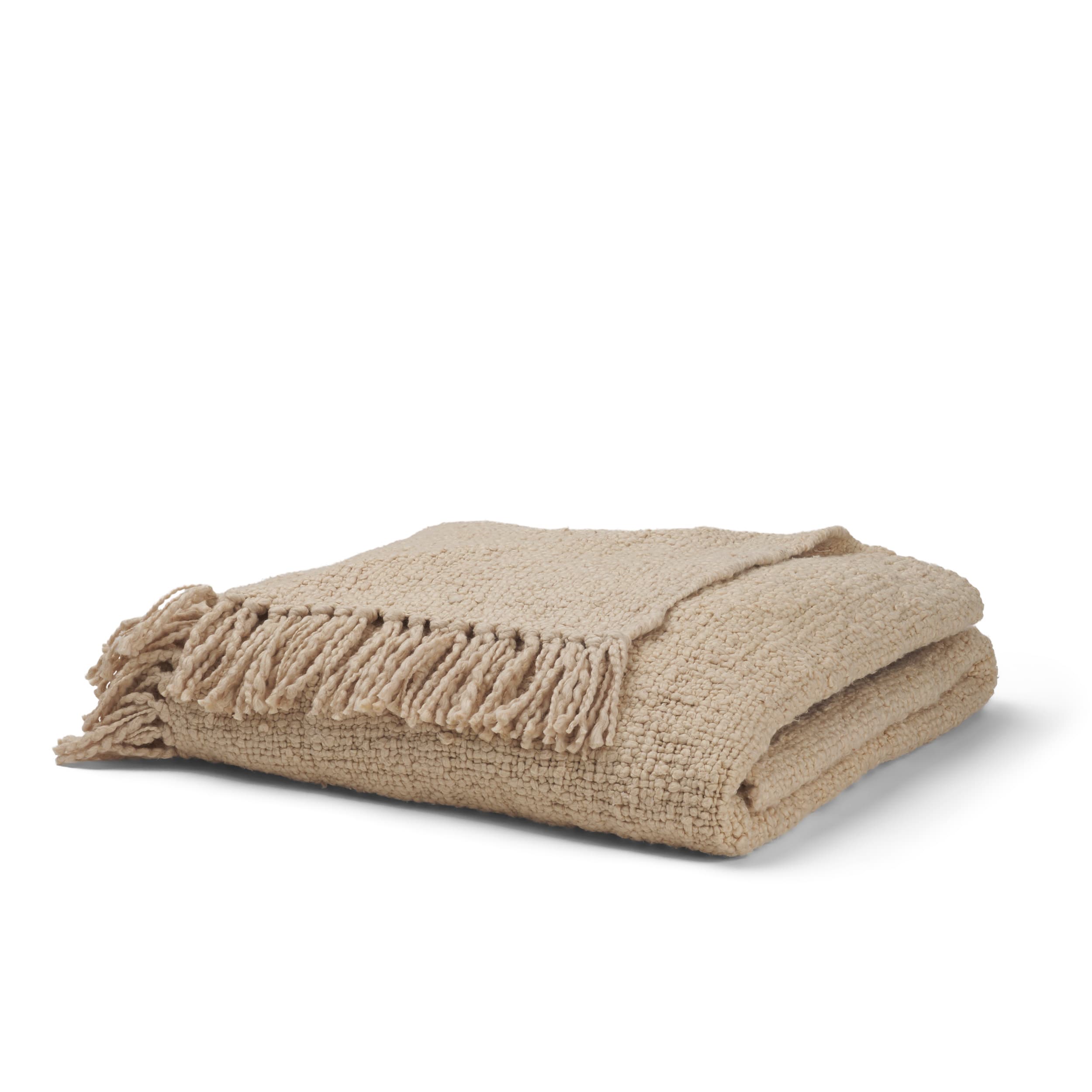 Kambal Light Beige Woven Cotton Throw Blanket — product photograph