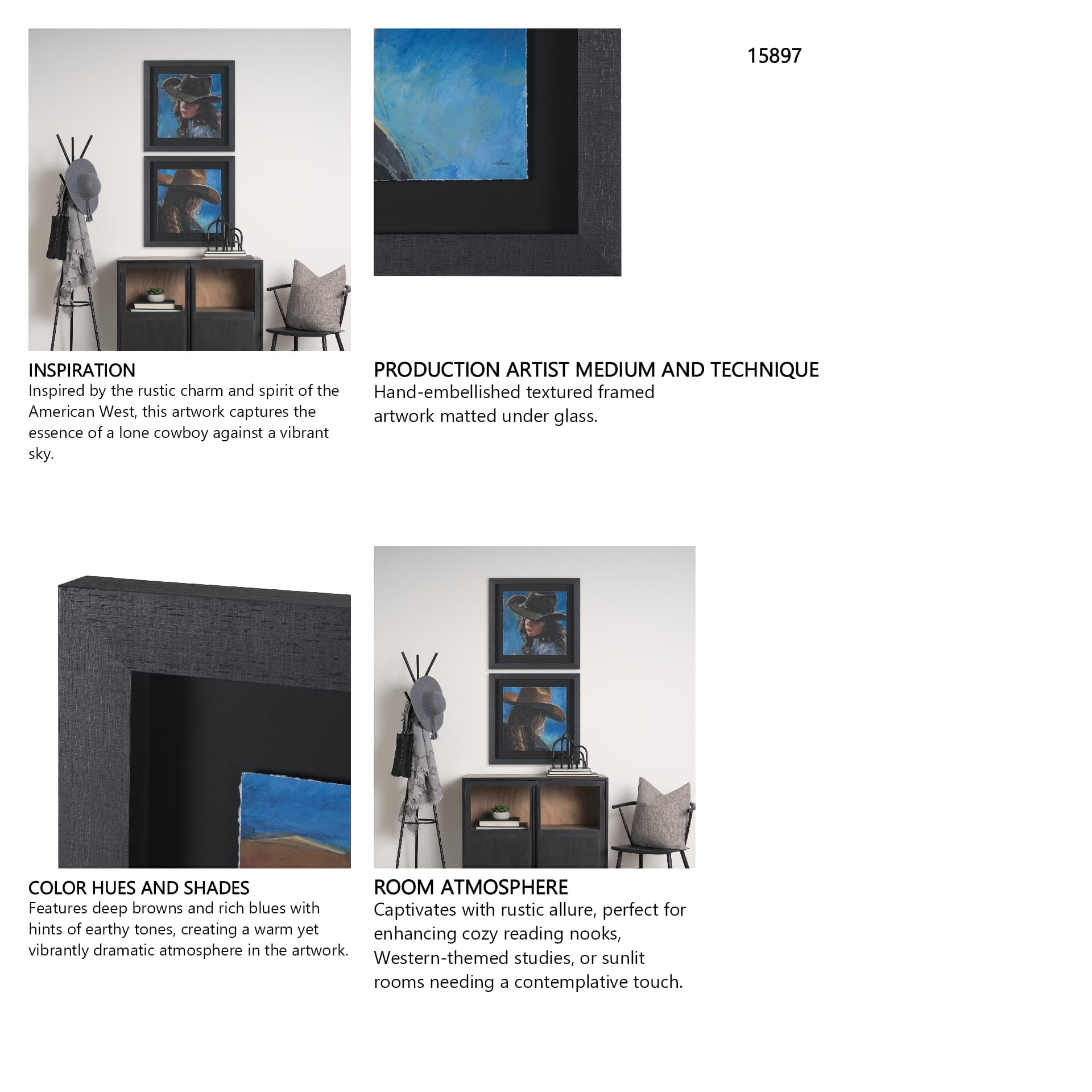 Round Up IV by Mercana Studio Textured Framed Artwork Matted under Glass — in a styled room